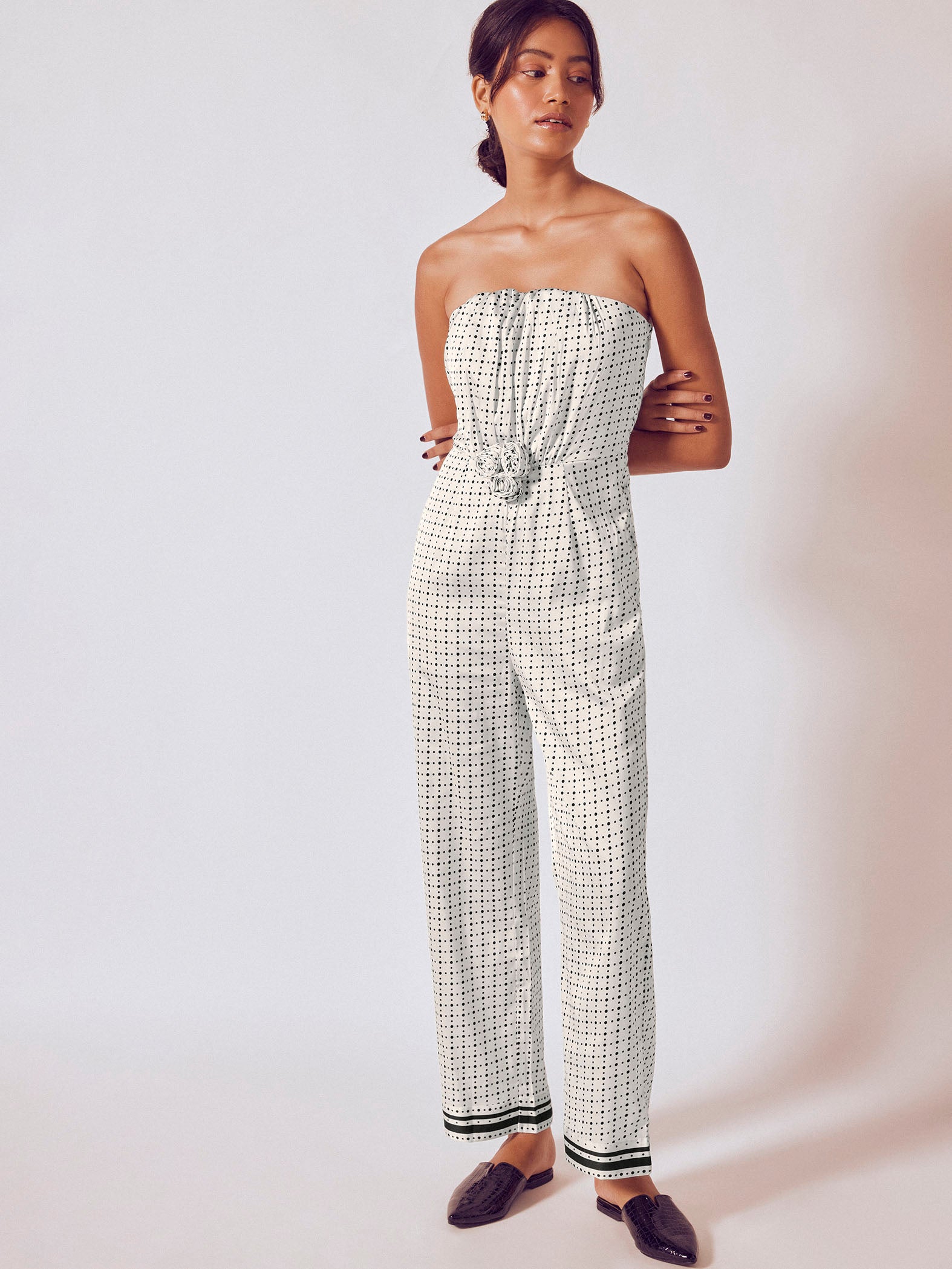 Monochrome Polka Striped Jumpsuit