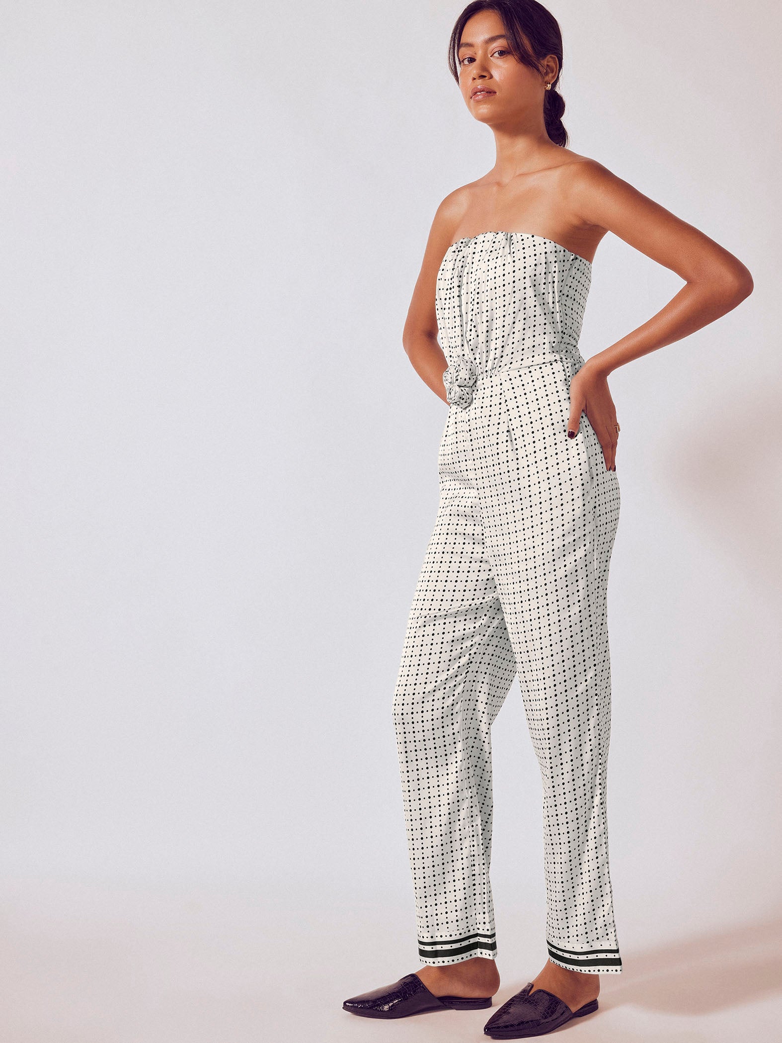 Monochrome Polka Striped Jumpsuit