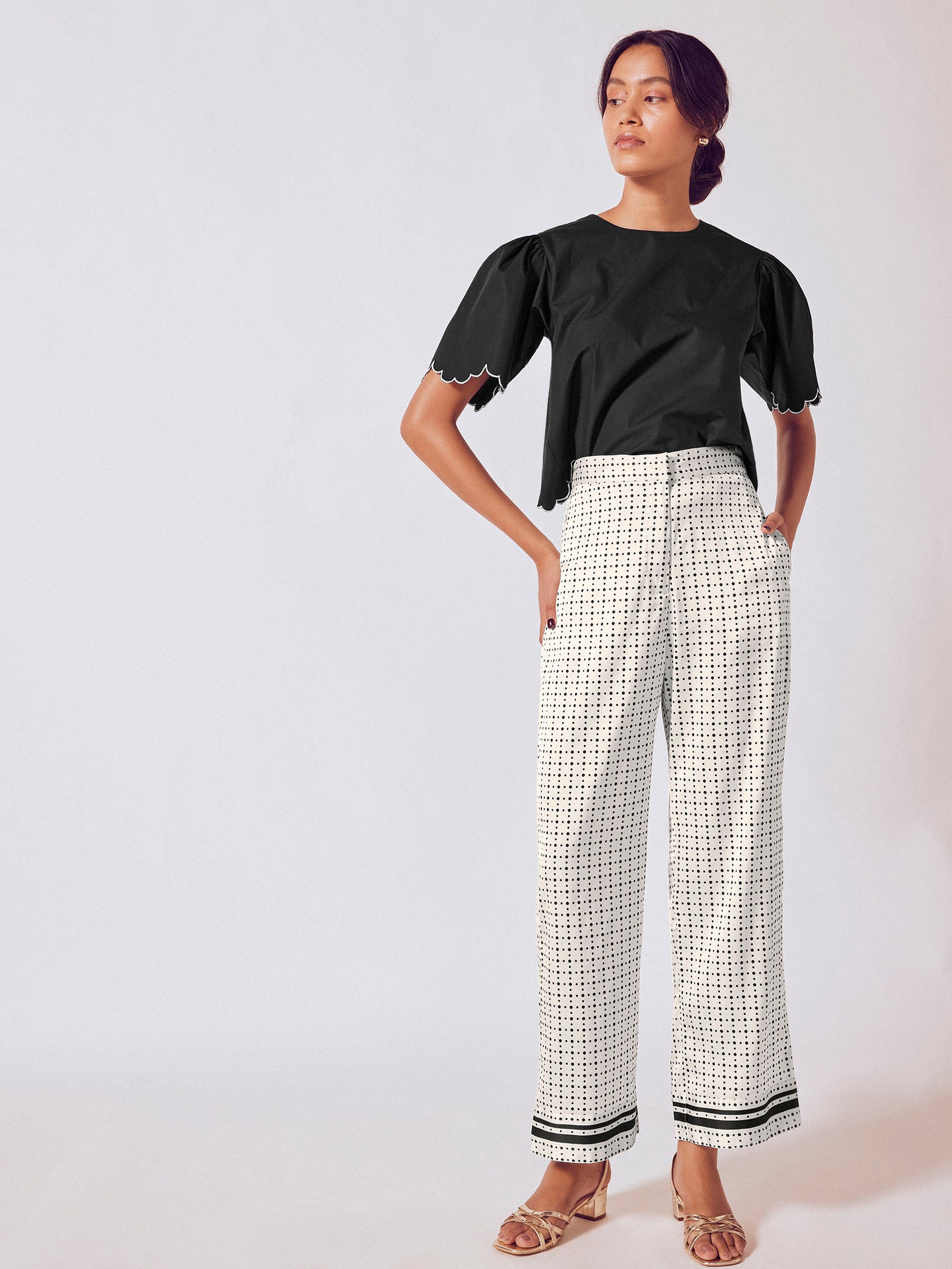 Monochrome Polka Striped Pants