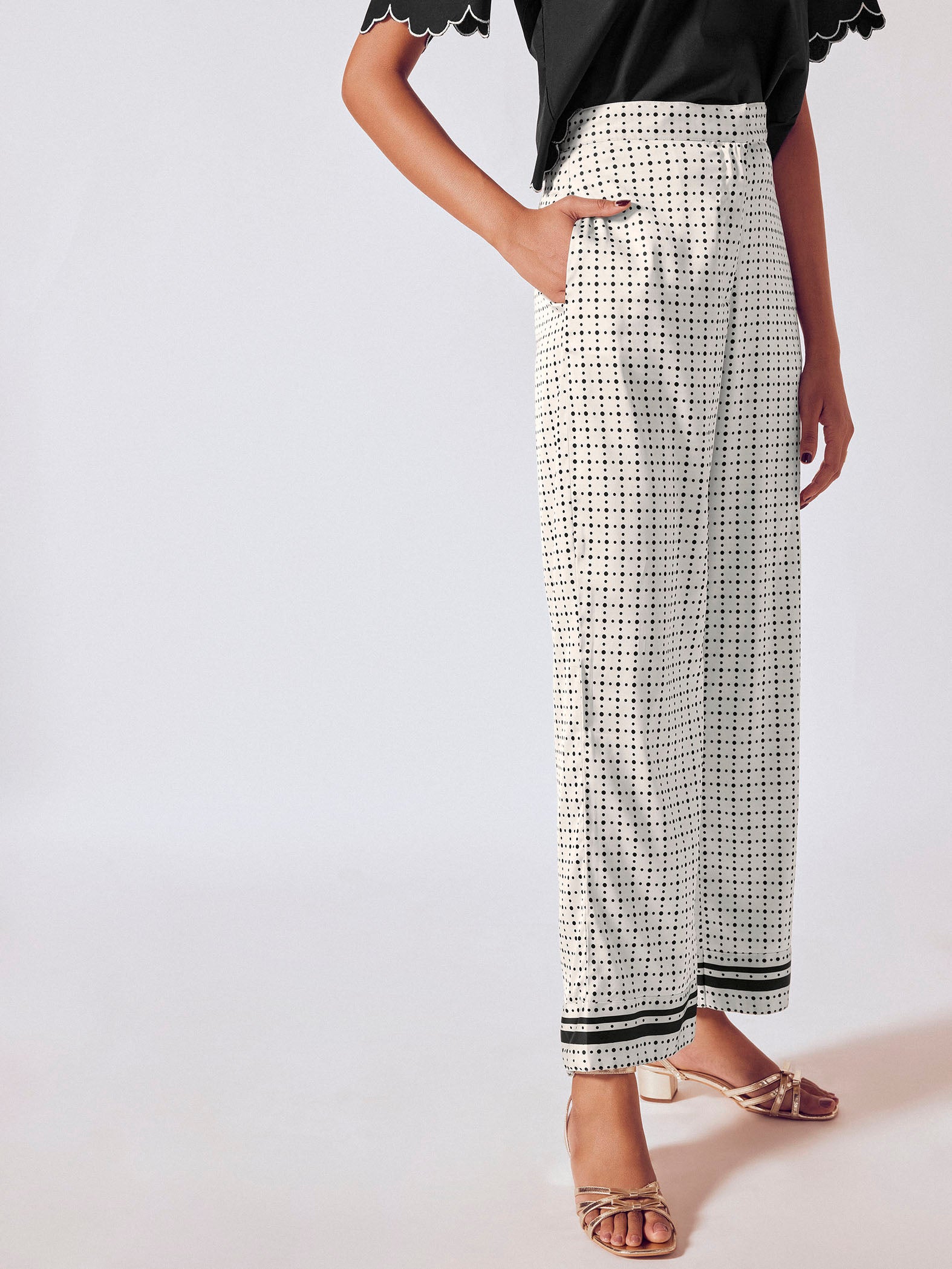 Monochrome Polka Striped Pants