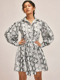 Monochrome Printed Shirt Dress