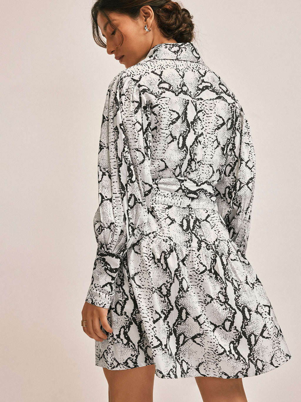 Monochrome Printed Shirt Dress