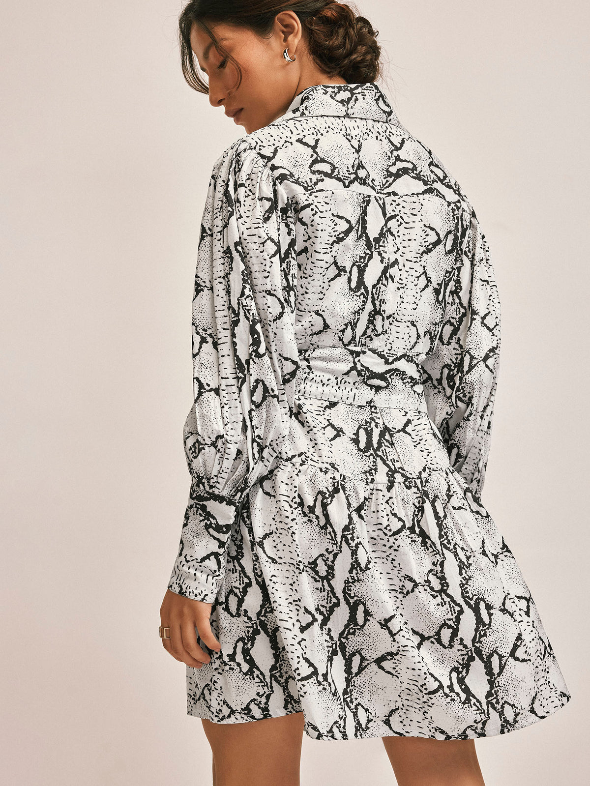 Monochrome Printed Shirt Dress