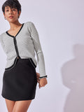 Monochrome Striped V Neck Cardigan