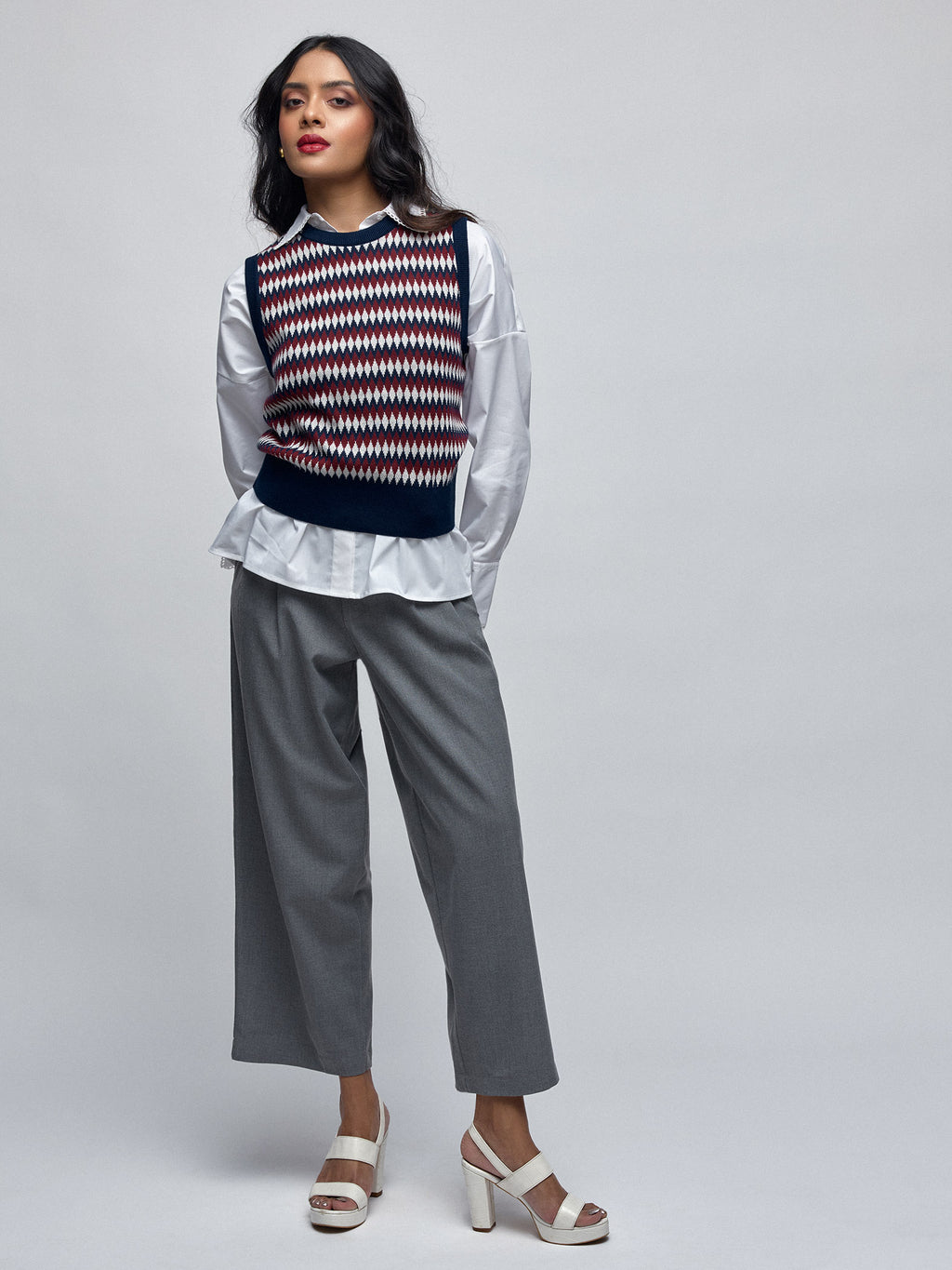 Multicoloured Jacquard Knit Vest