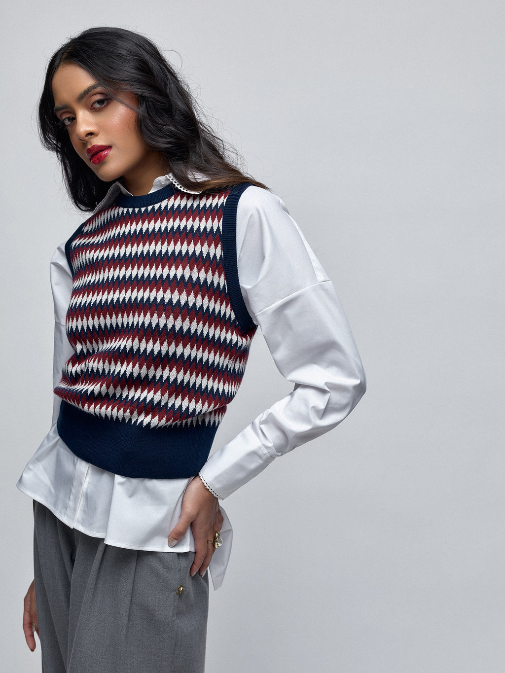 Multicoloured Jacquard Knit Vest