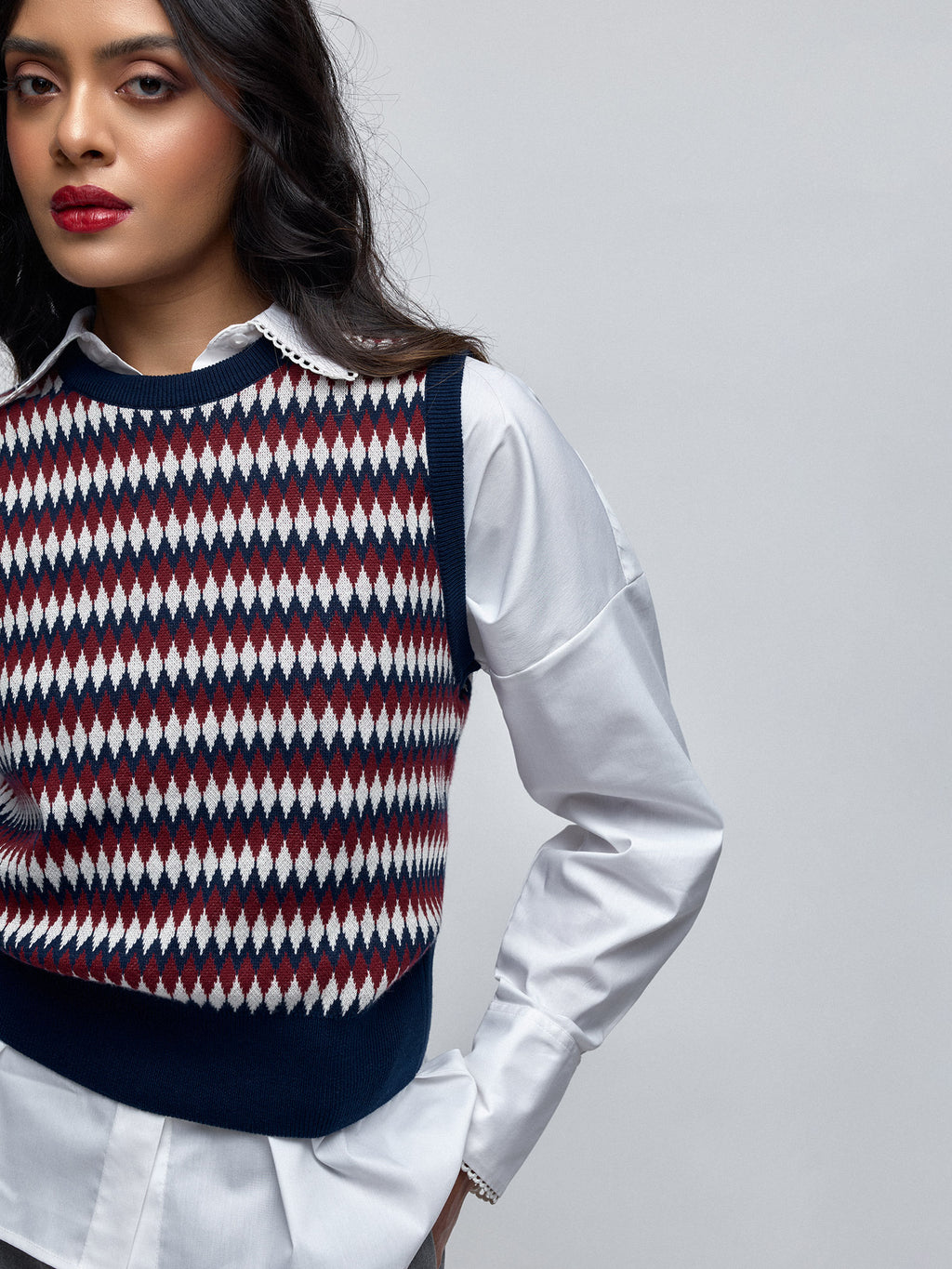 Multicoloured Jacquard Knit Vest