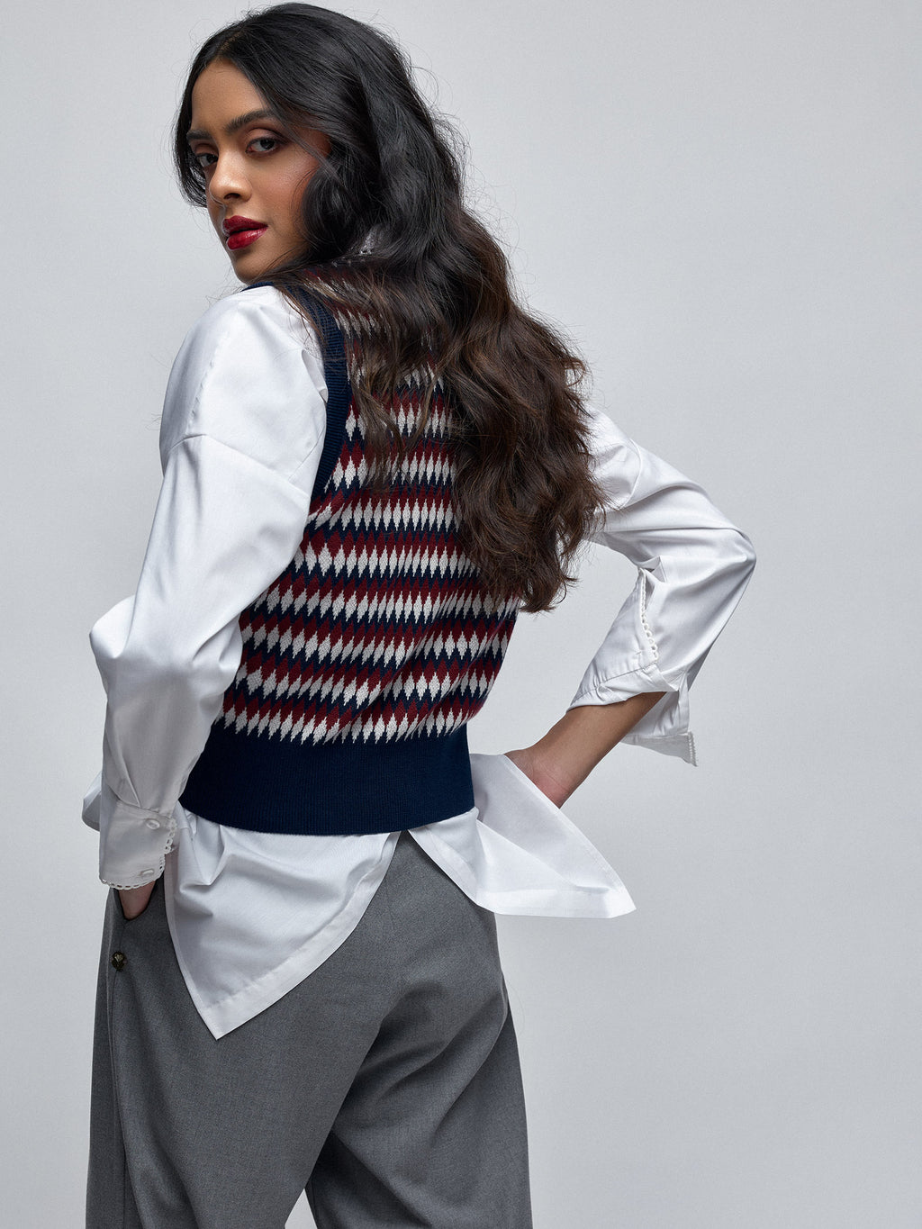 Multicoloured Jacquard Knit Vest