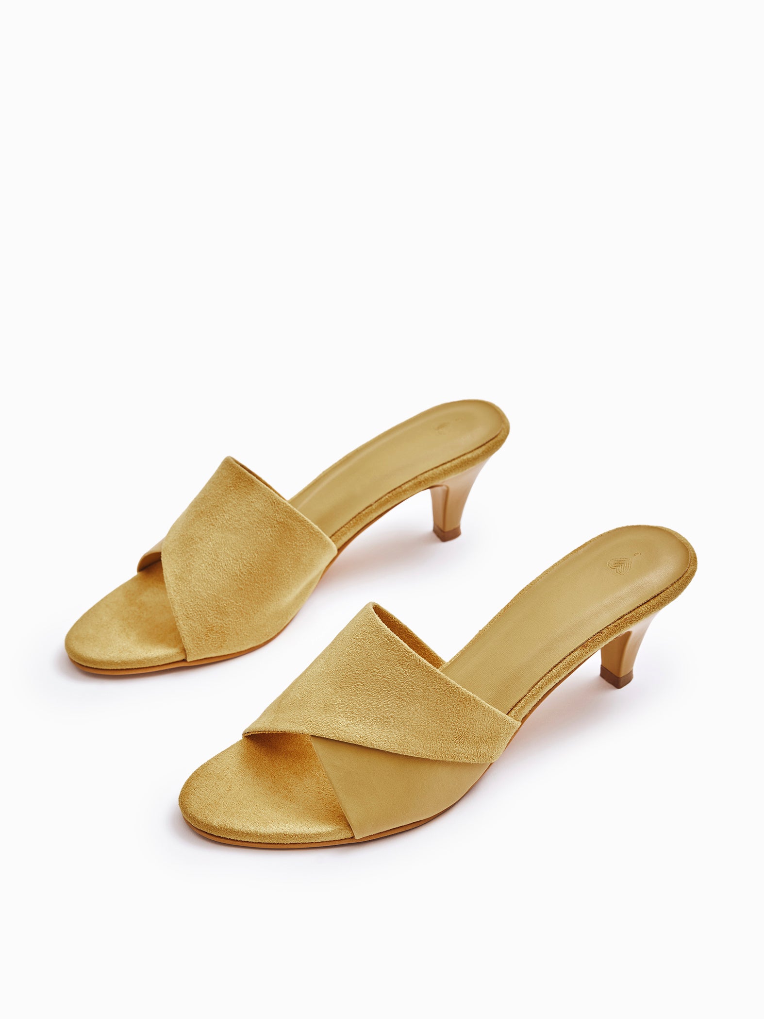 Mustard yellow kitten heels best sale