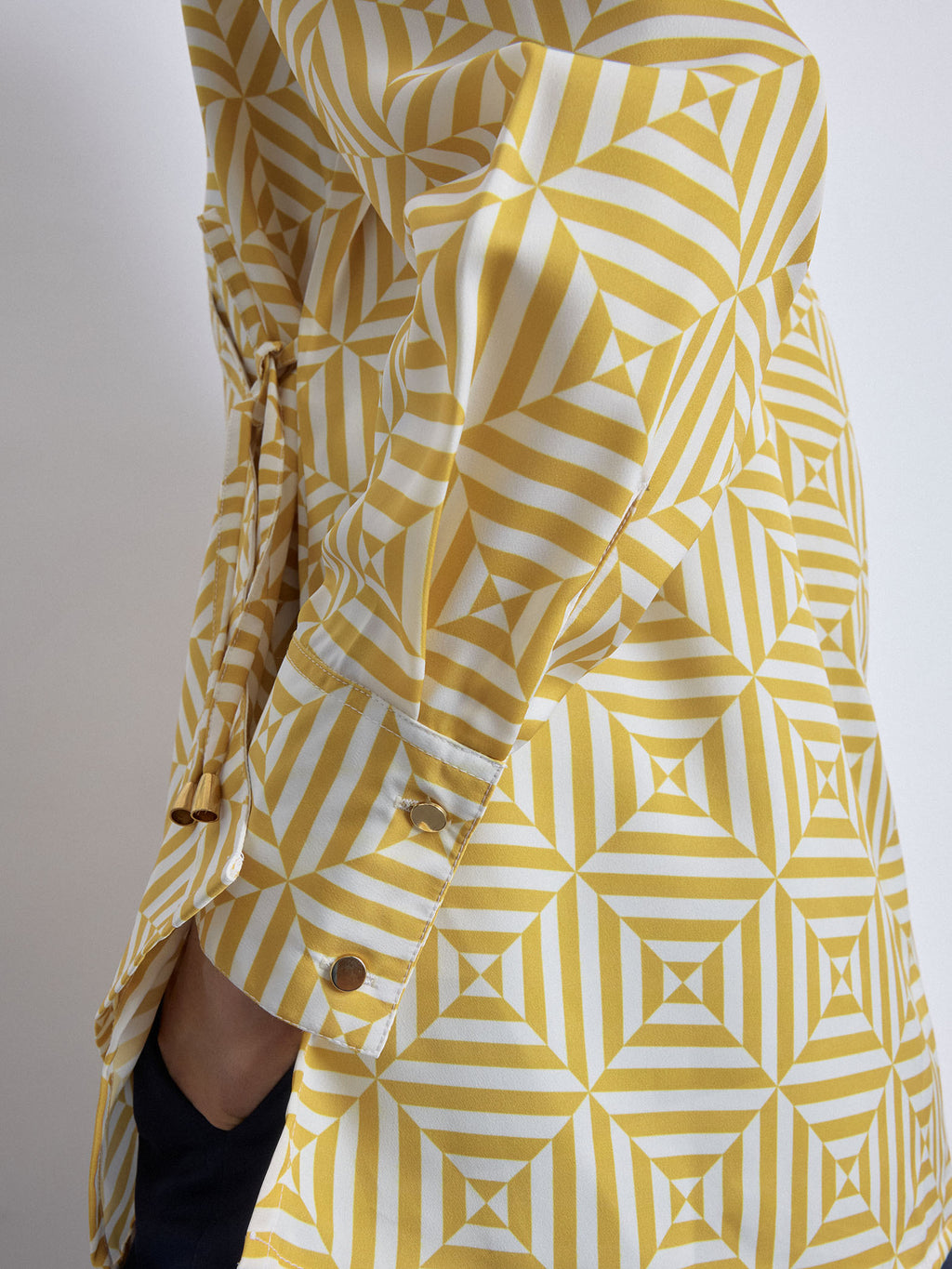 Mustard Geo Print Wrap Blouse