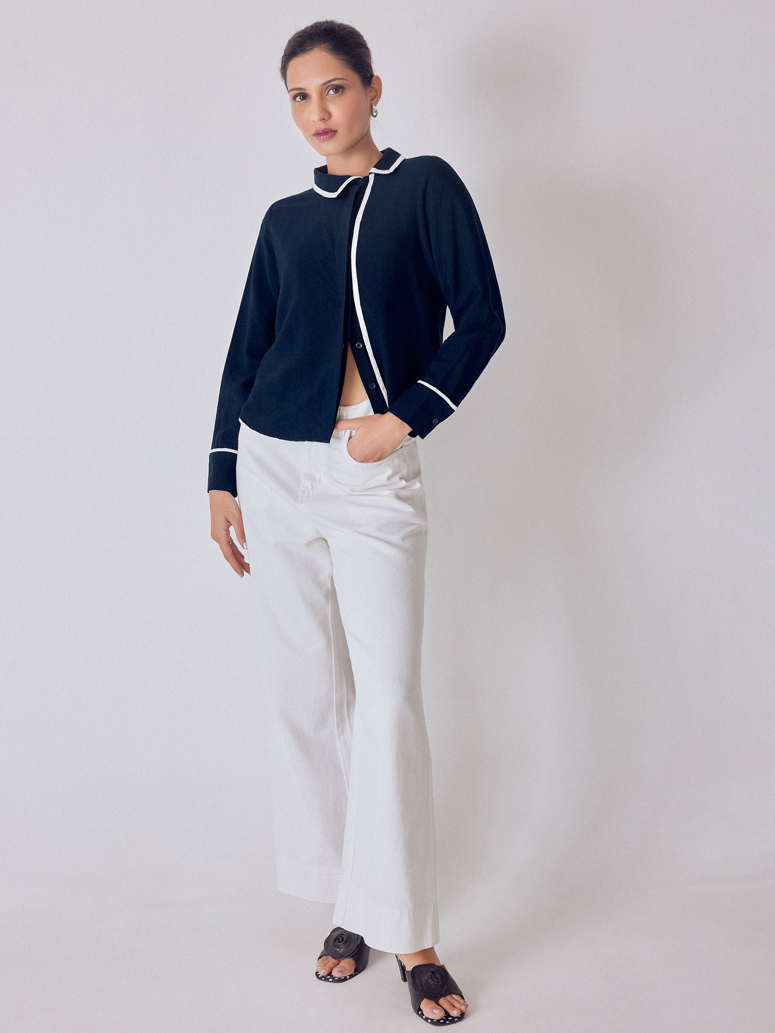 Navy Asymmetric Piping Detail Top