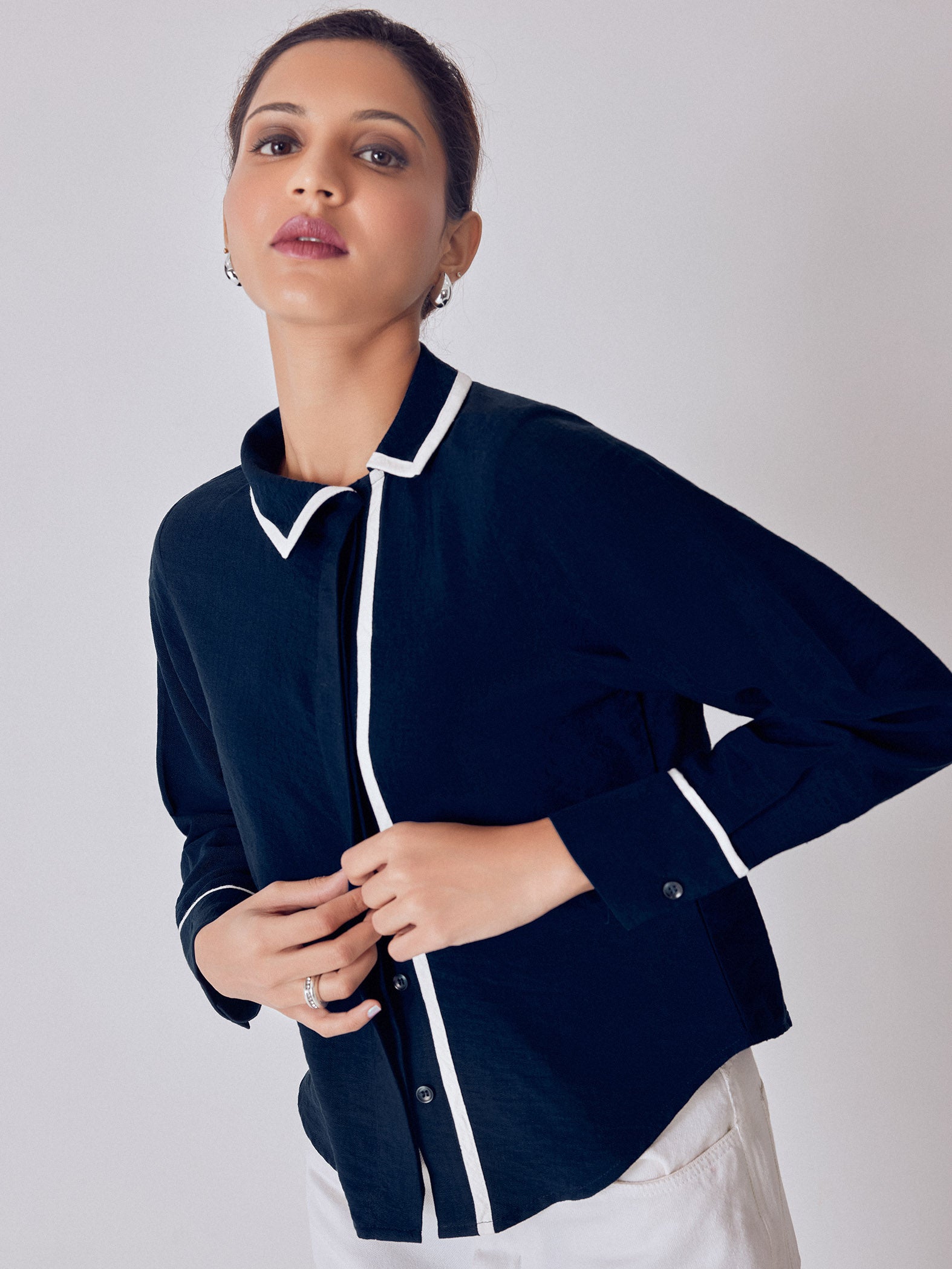 Navy Asymmetric Piping Detail Top