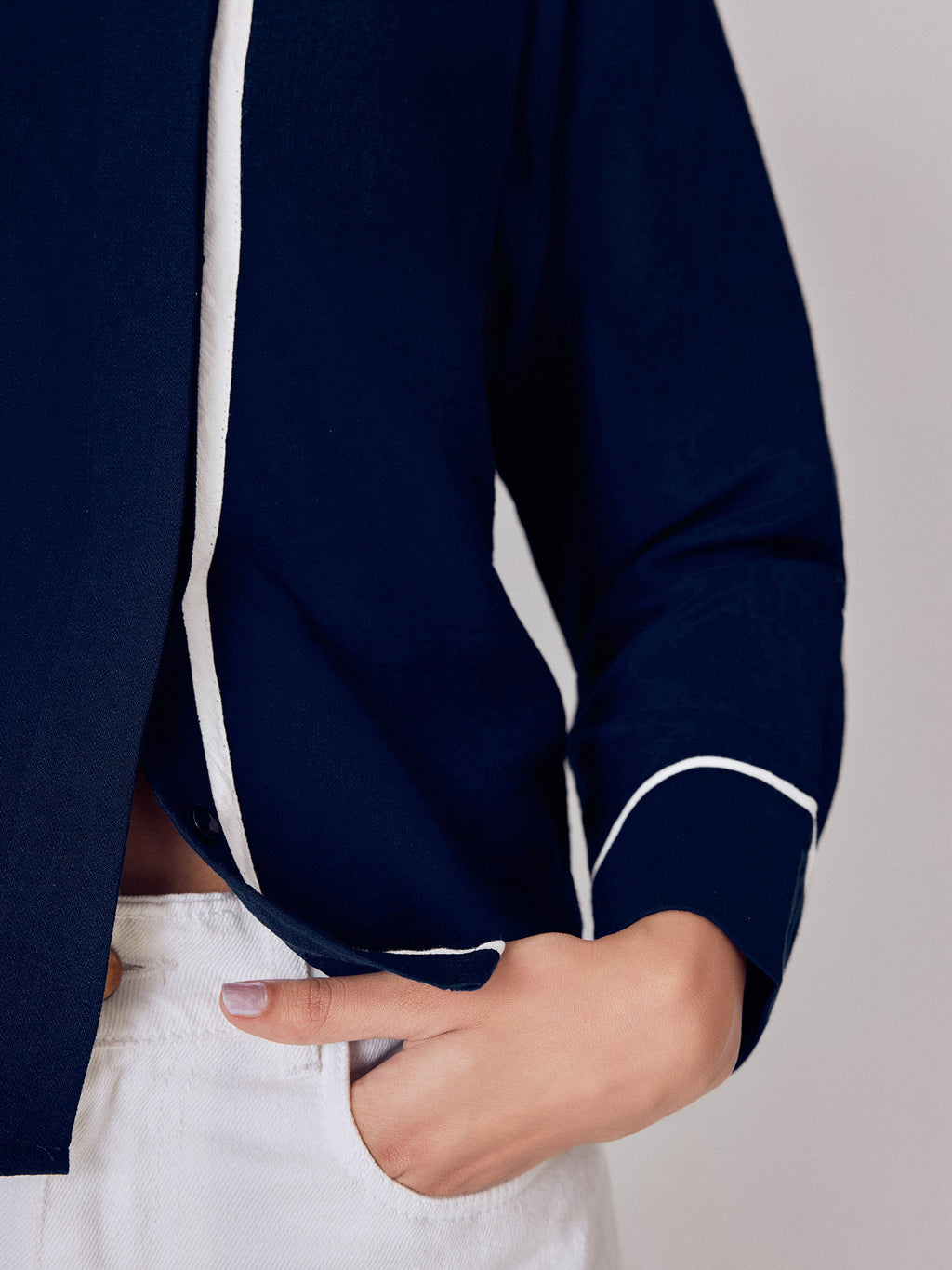 Navy Asymmetric Piping Detail Top