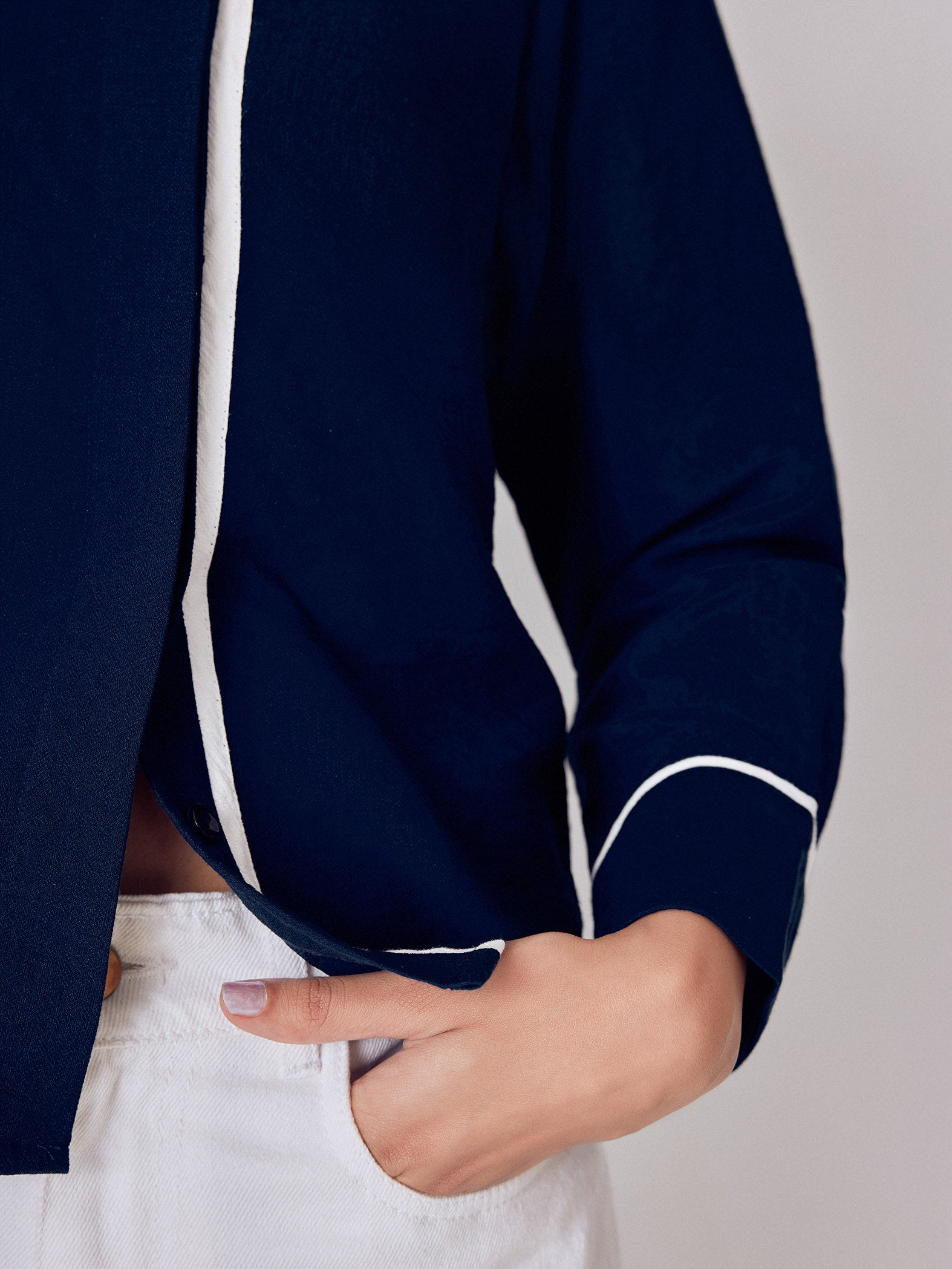 Navy Asymmetric Piping Detail Top