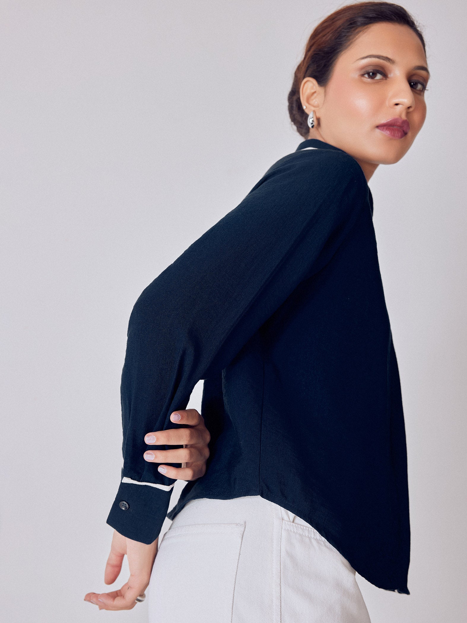 Navy Asymmetric Piping Detail Top