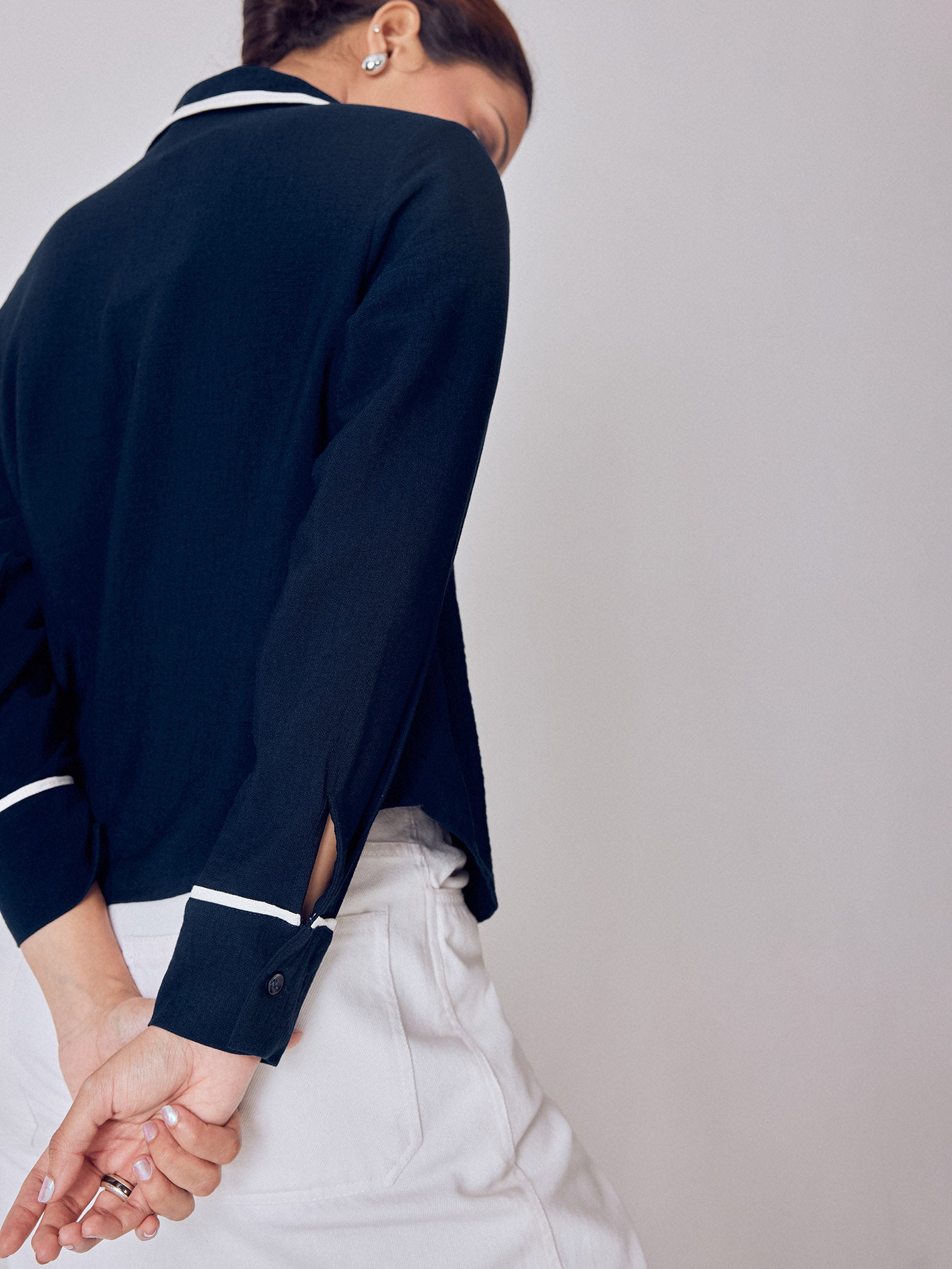 Navy Asymmetric Piping Detail Top