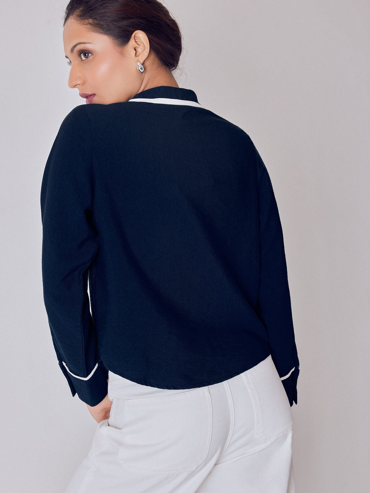 Navy Asymmetric Piping Detail Top