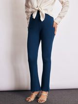 Navy Knit High Waist Pants