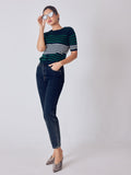 Navy Stripe Detail Top