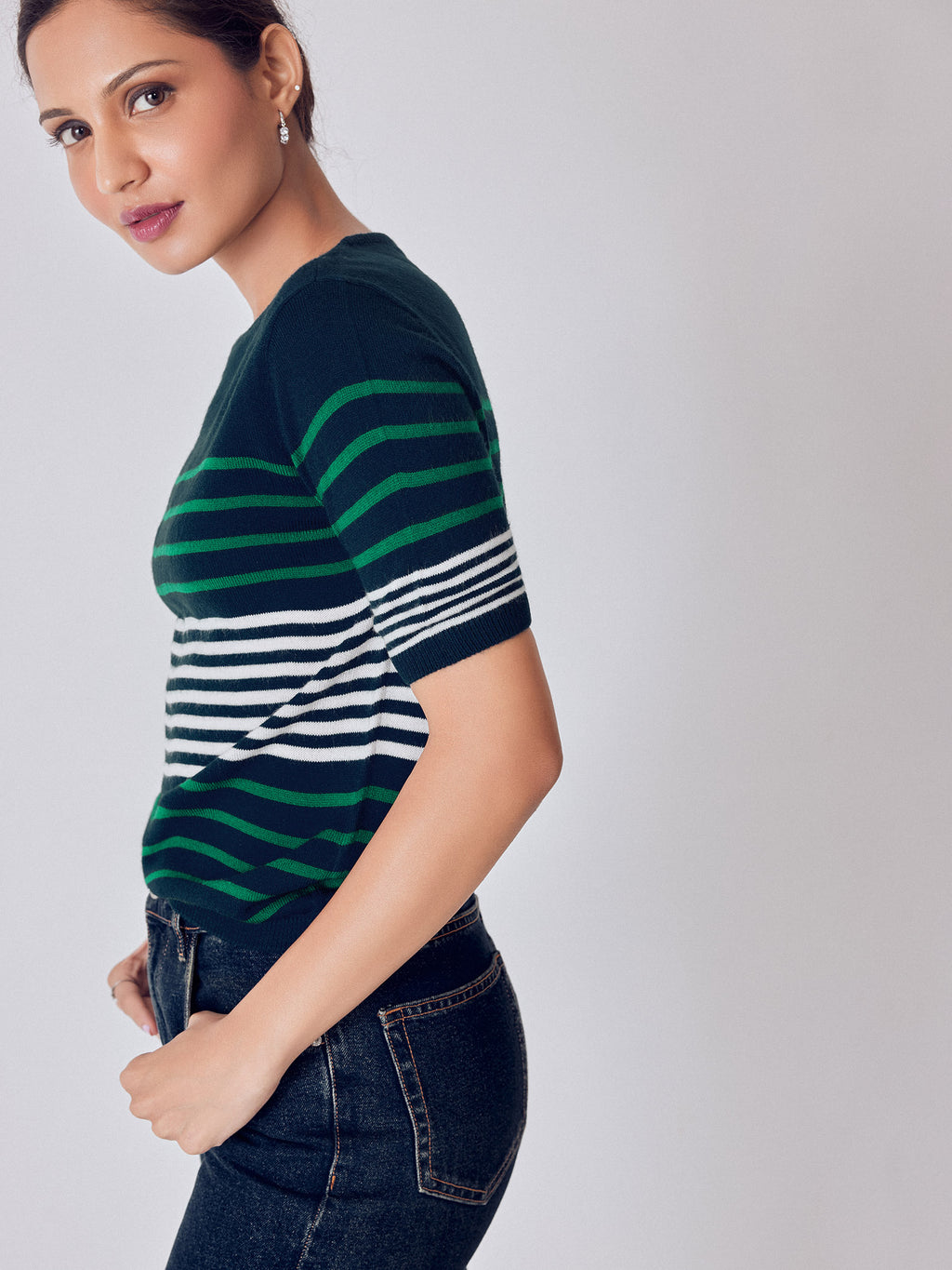 Navy Stripe Detail Top