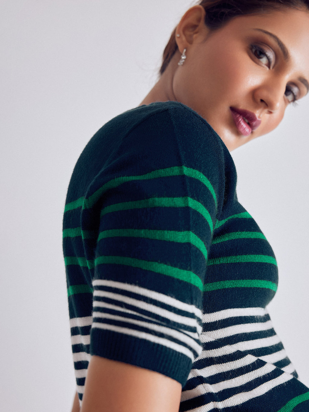 Navy Stripe Detail Top
