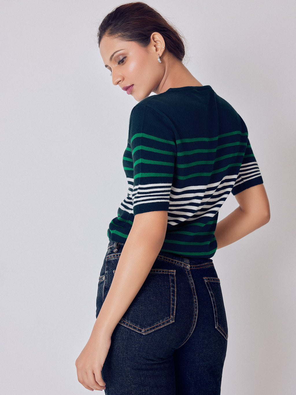 Navy Stripe Detail Top