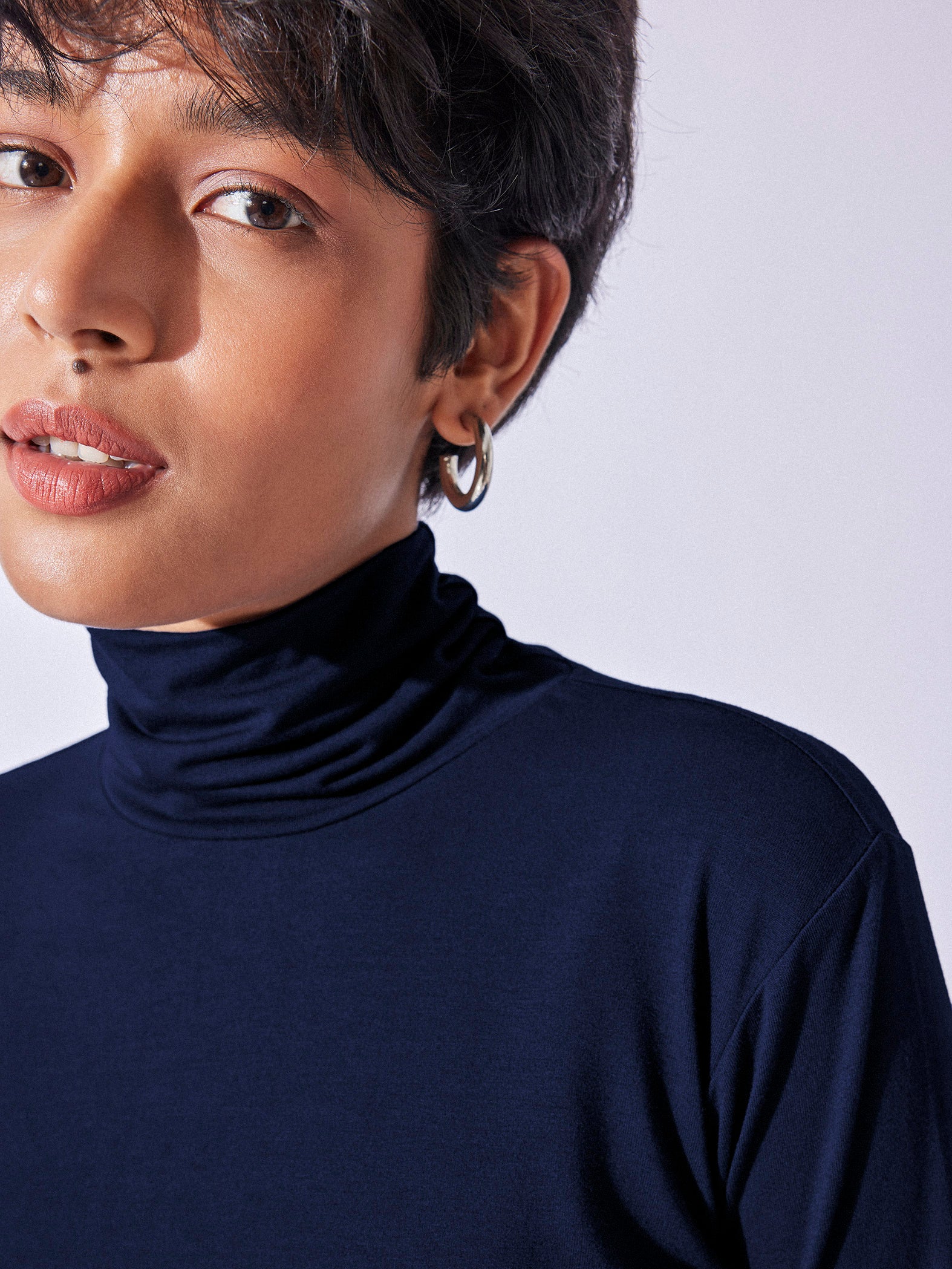 Navy Turtle Neck Top