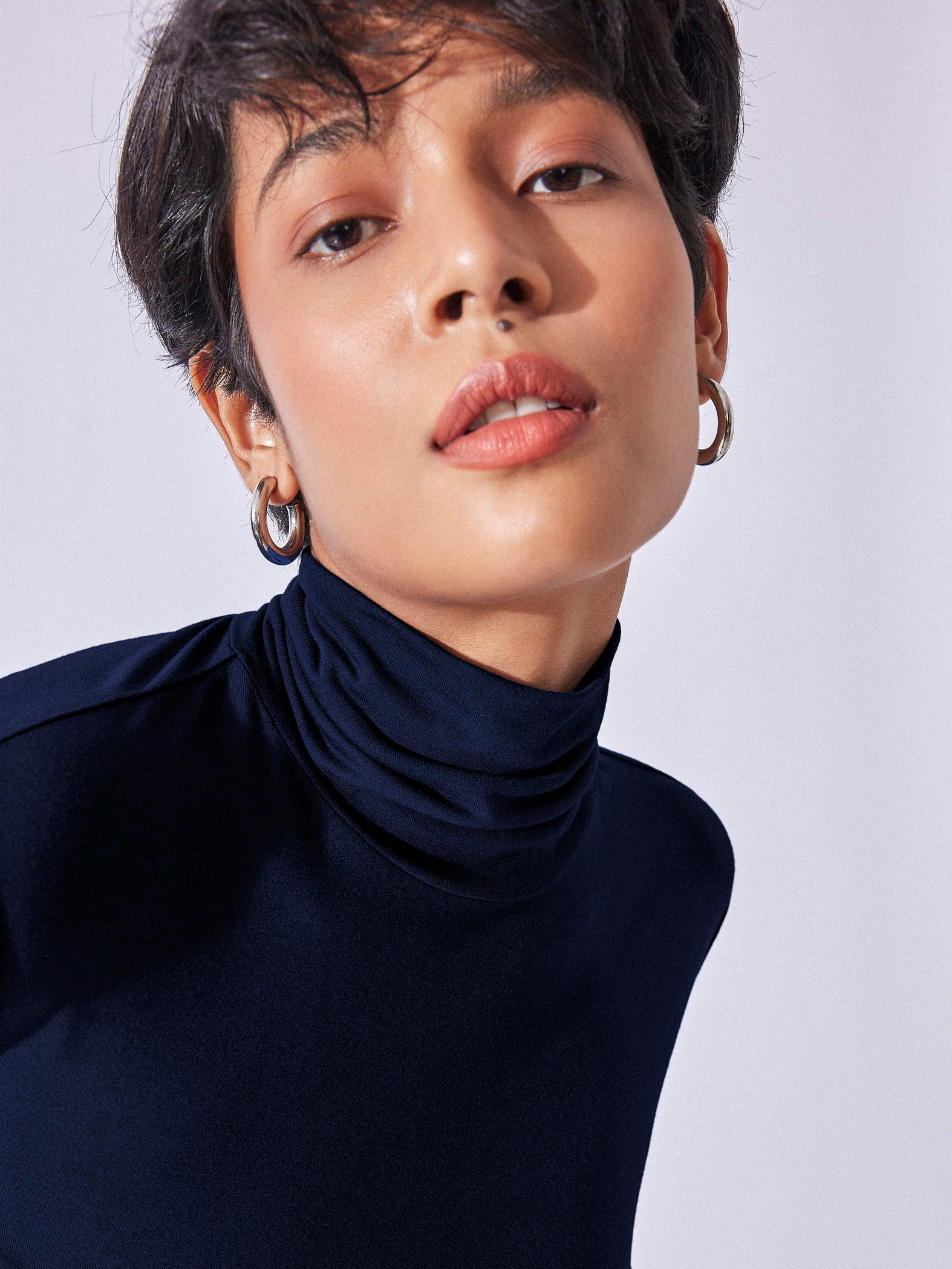Navy Turtle Neck Top