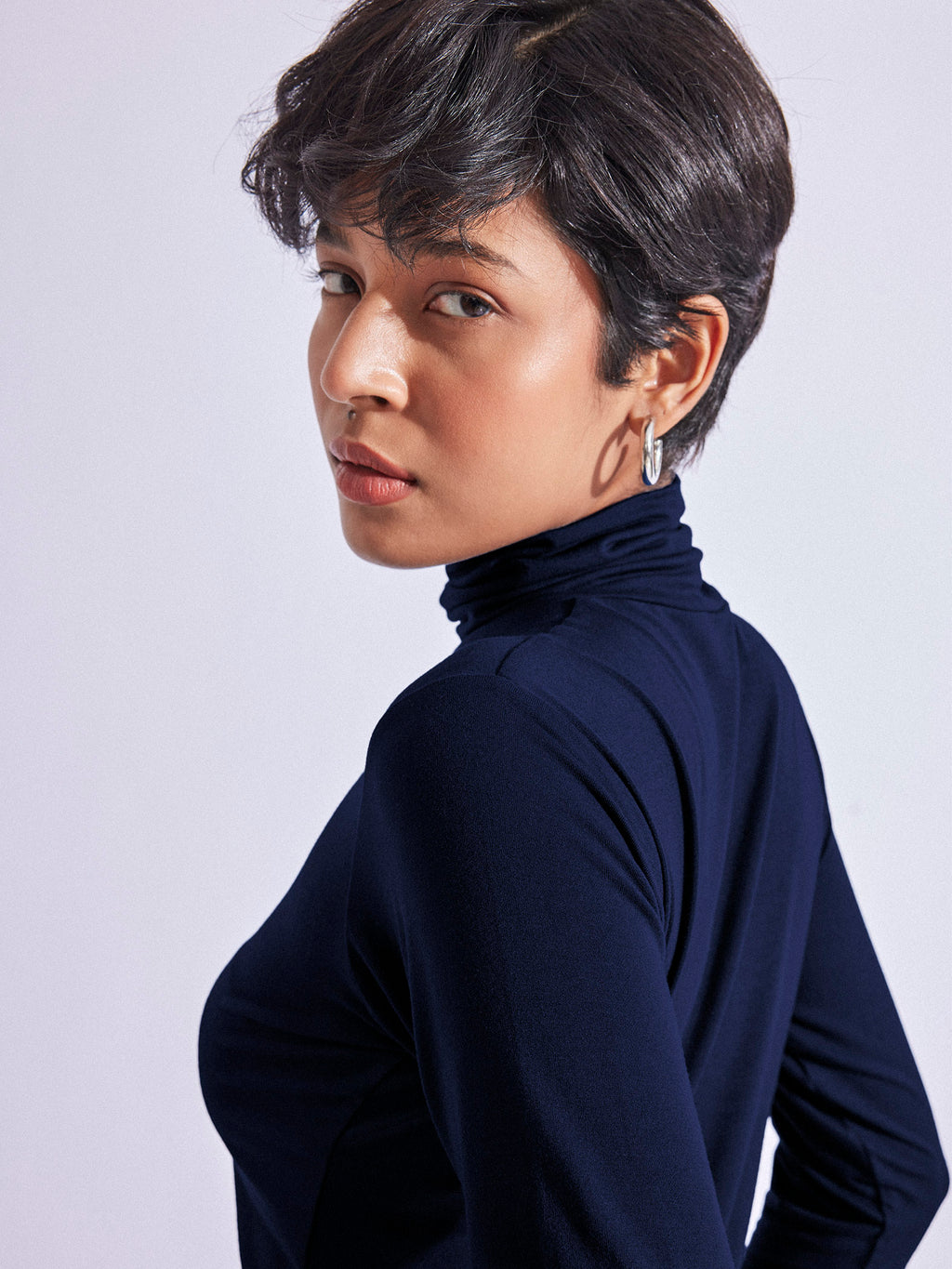Navy Turtle Neck Top
