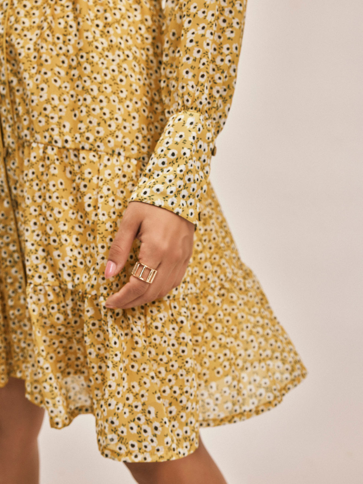 Ochre Ditsy Floral Dress