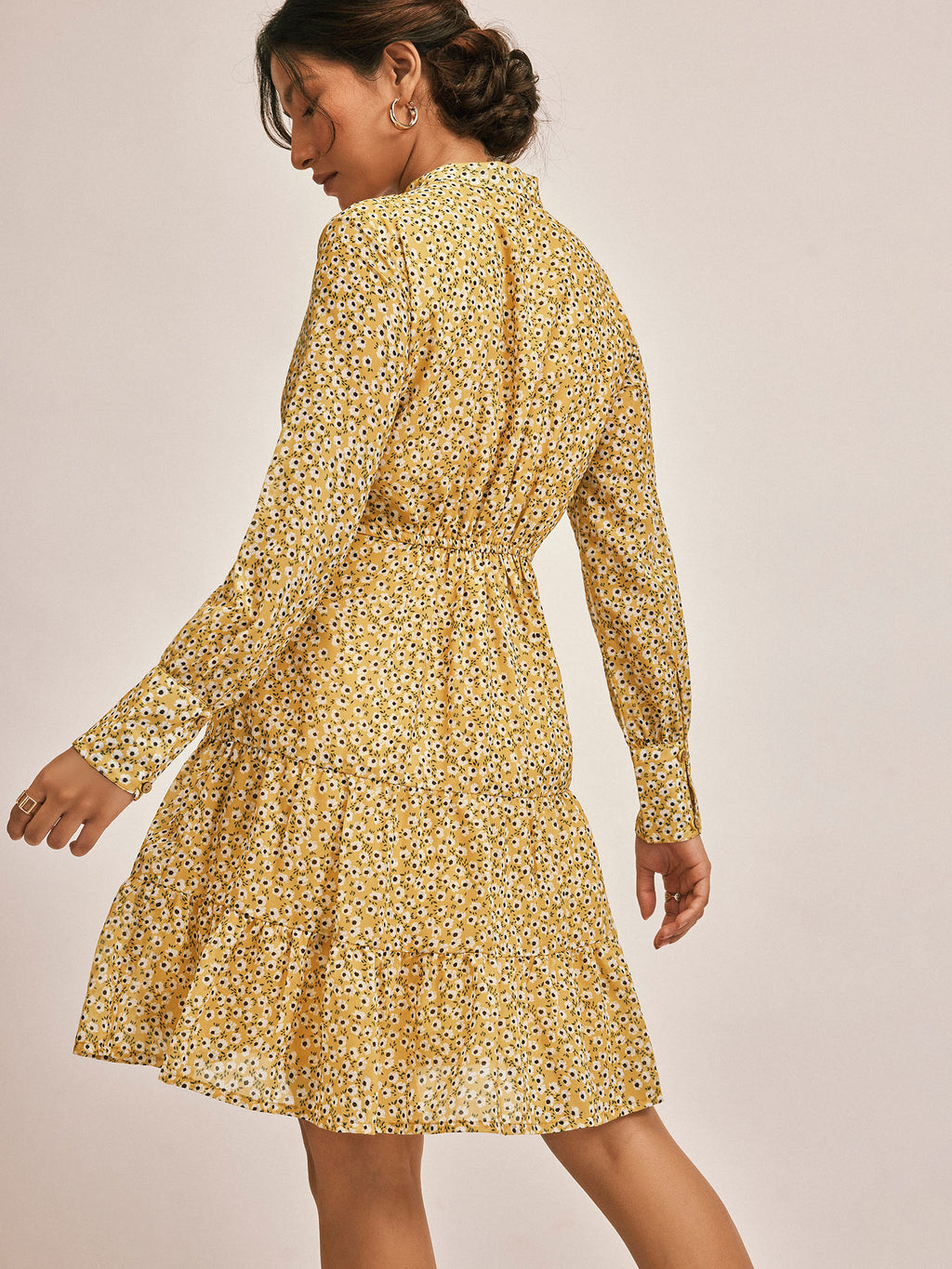Ochre Ditsy Floral Dress