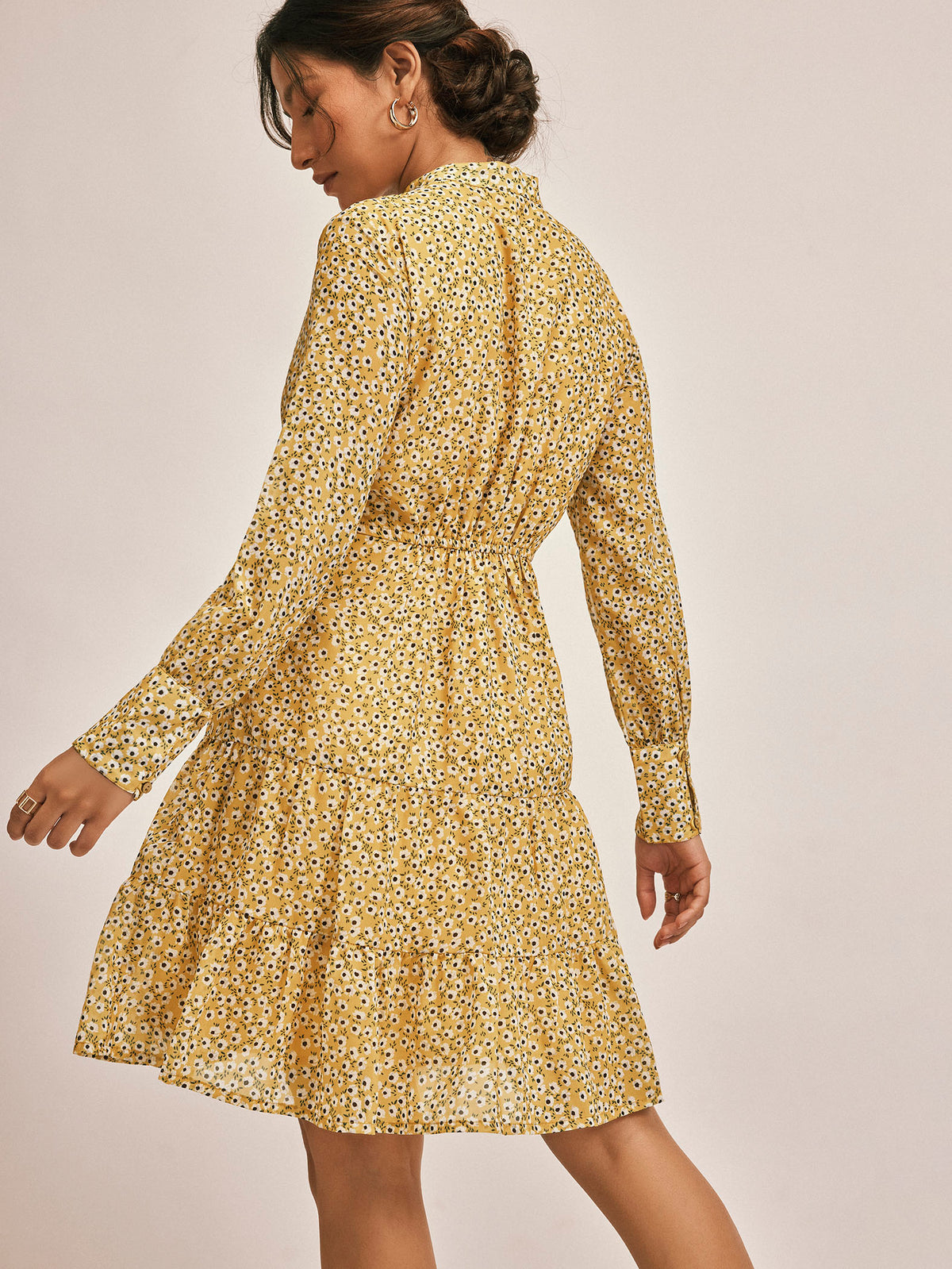 Ochre Ditsy Floral Dress