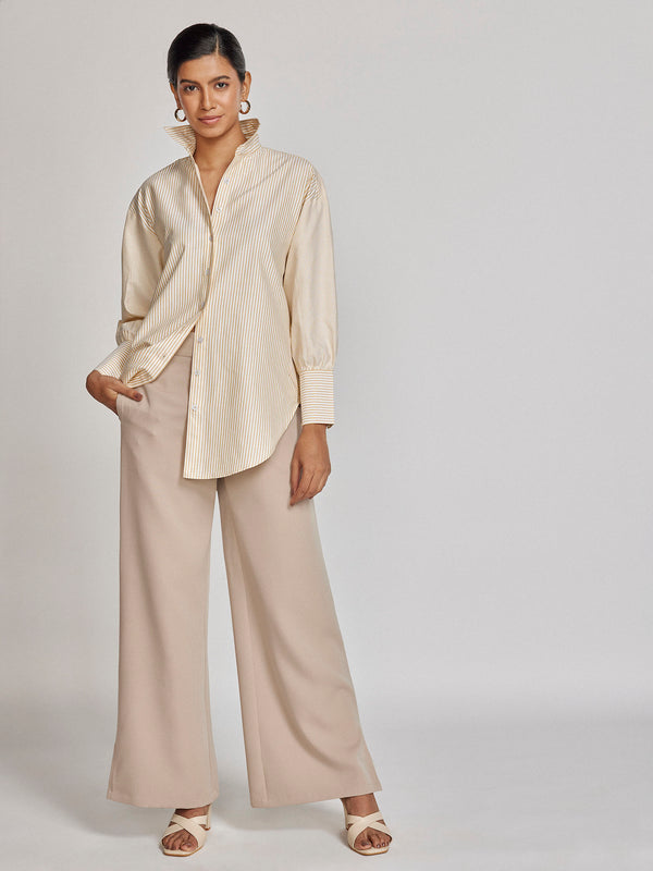 Ochre Striped Oversized Shirt
