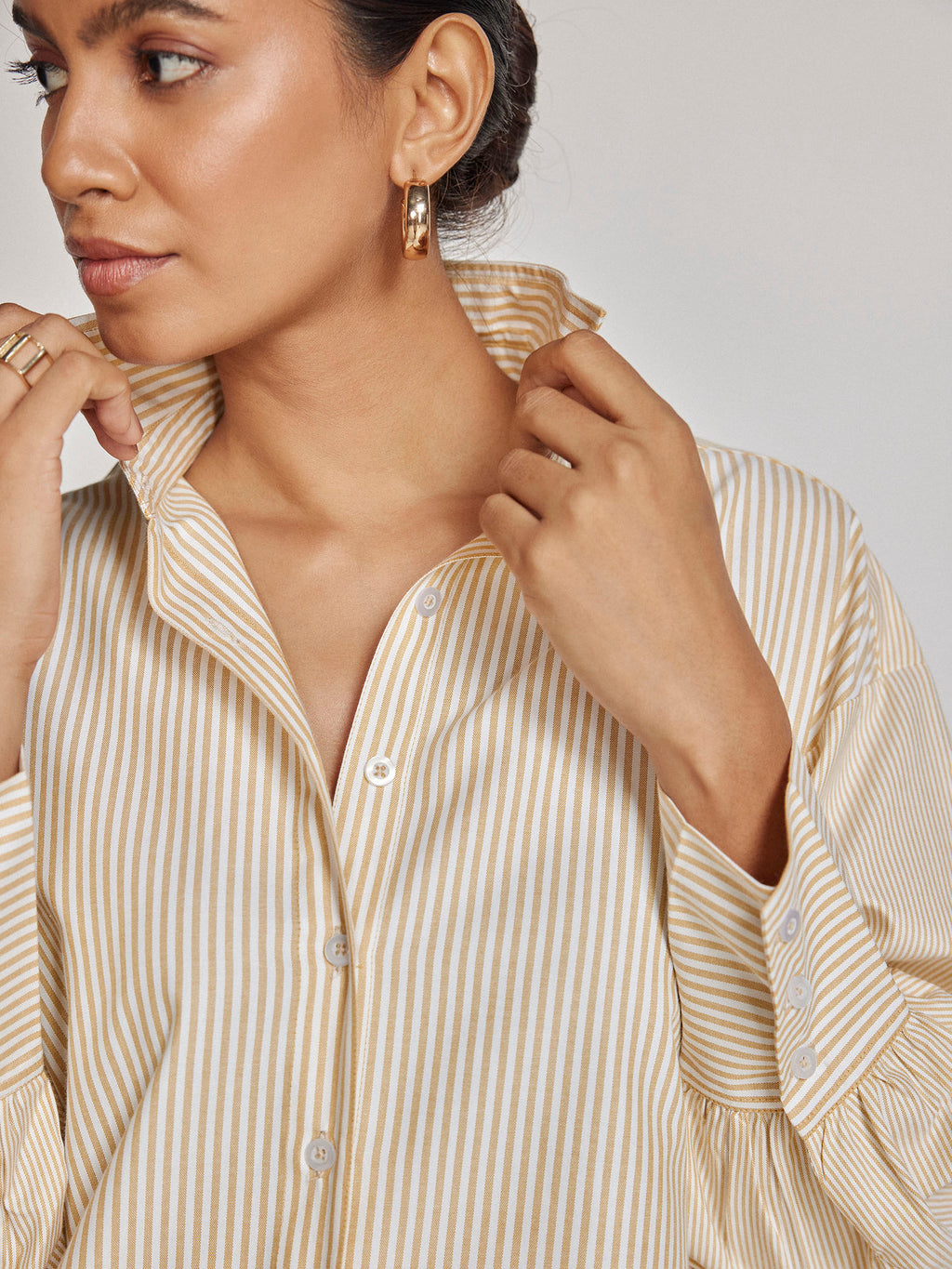 Ochre Striped Oversized Shirt