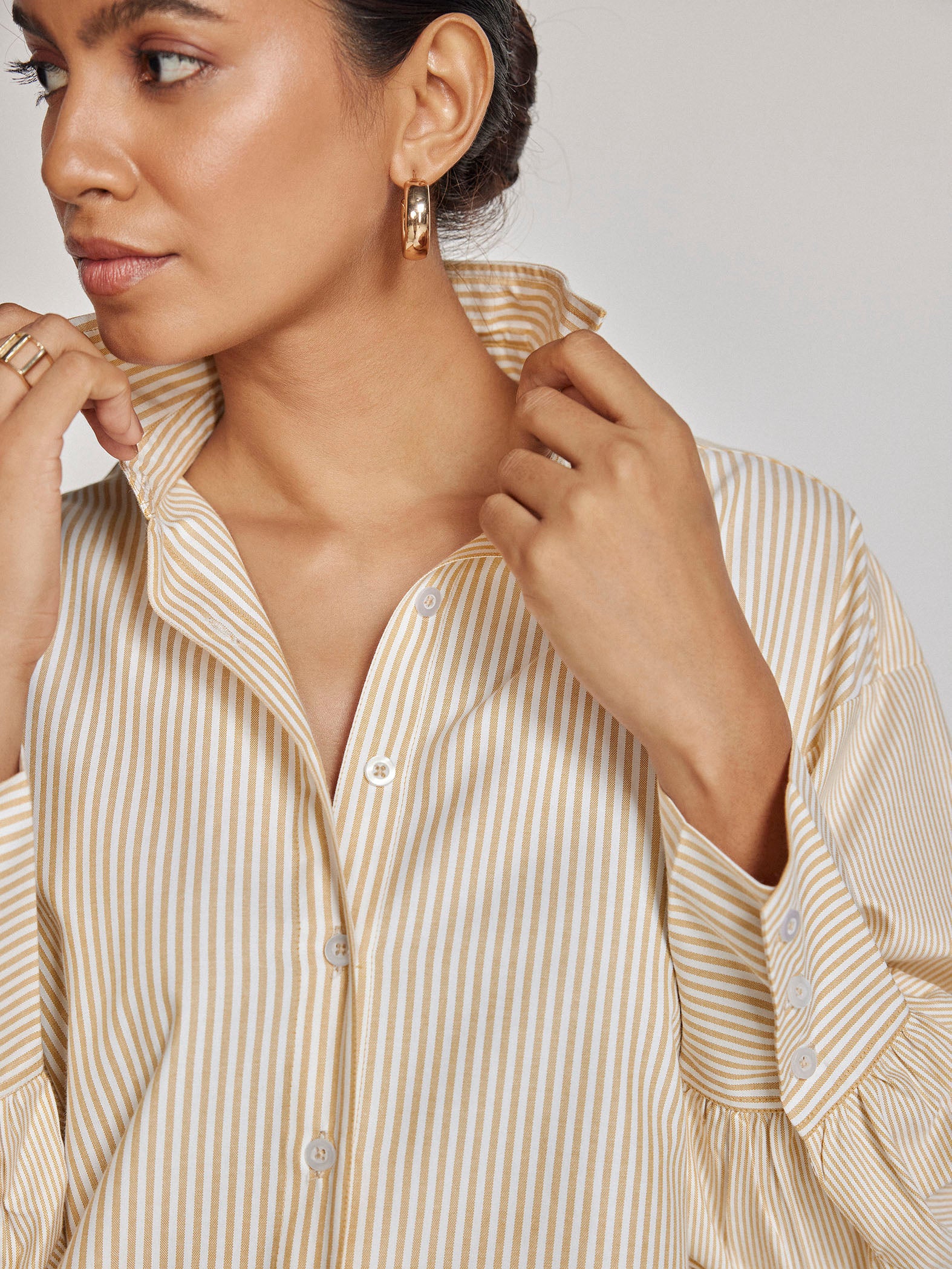 Ochre Striped Oversized Shirt