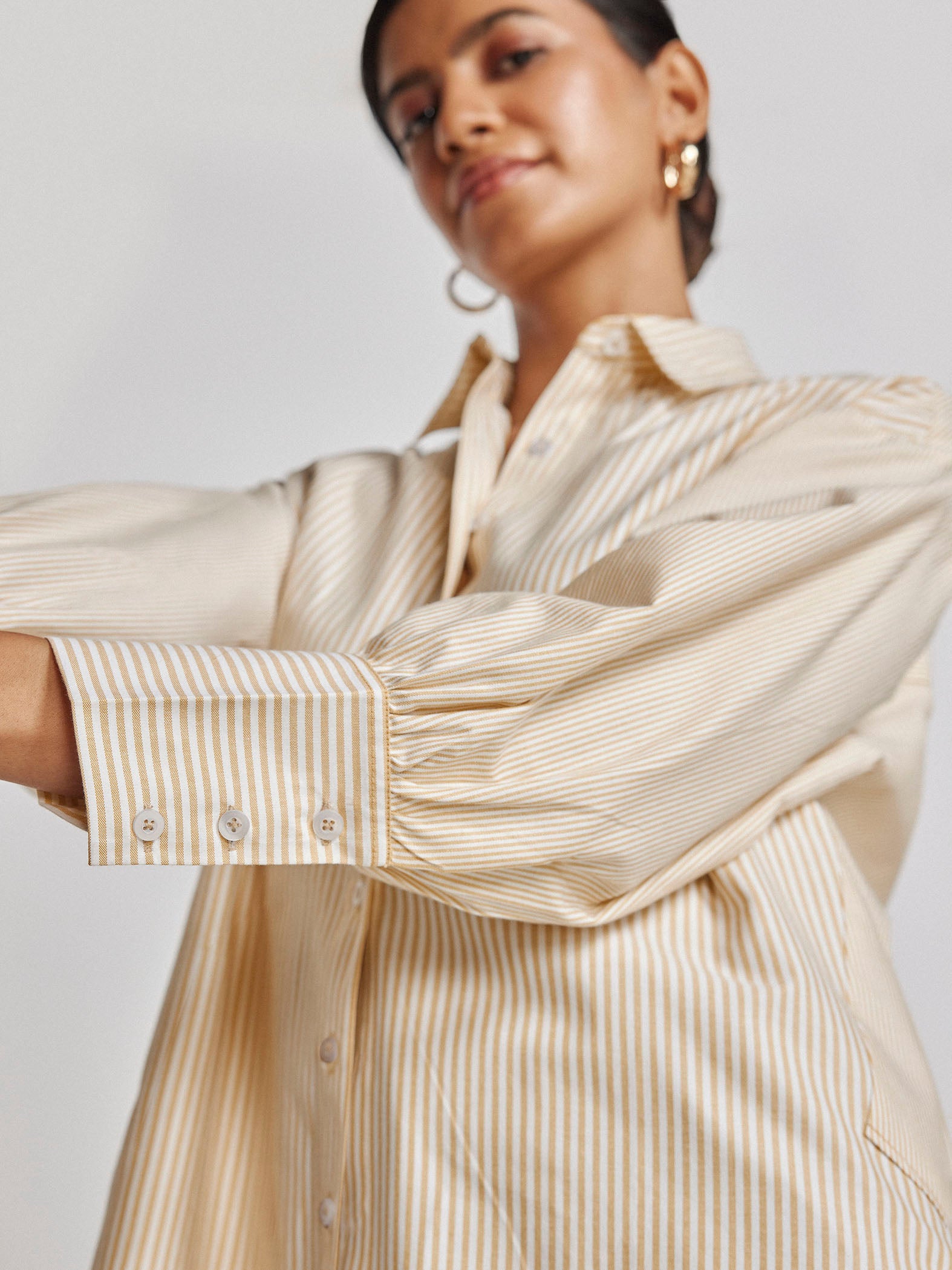 Ochre Striped Oversized Shirt