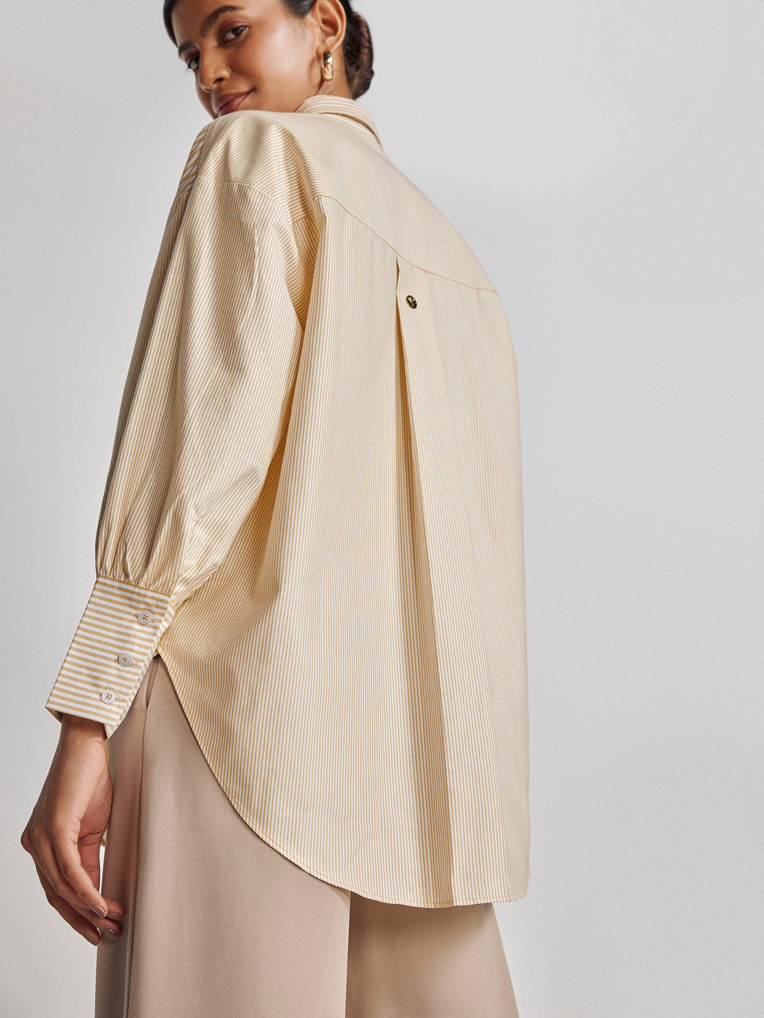 Ochre Striped Oversized Shirt