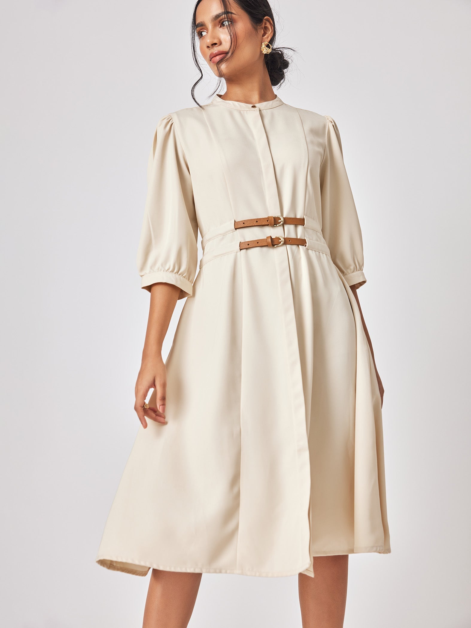 Off-White Double Belted Dress