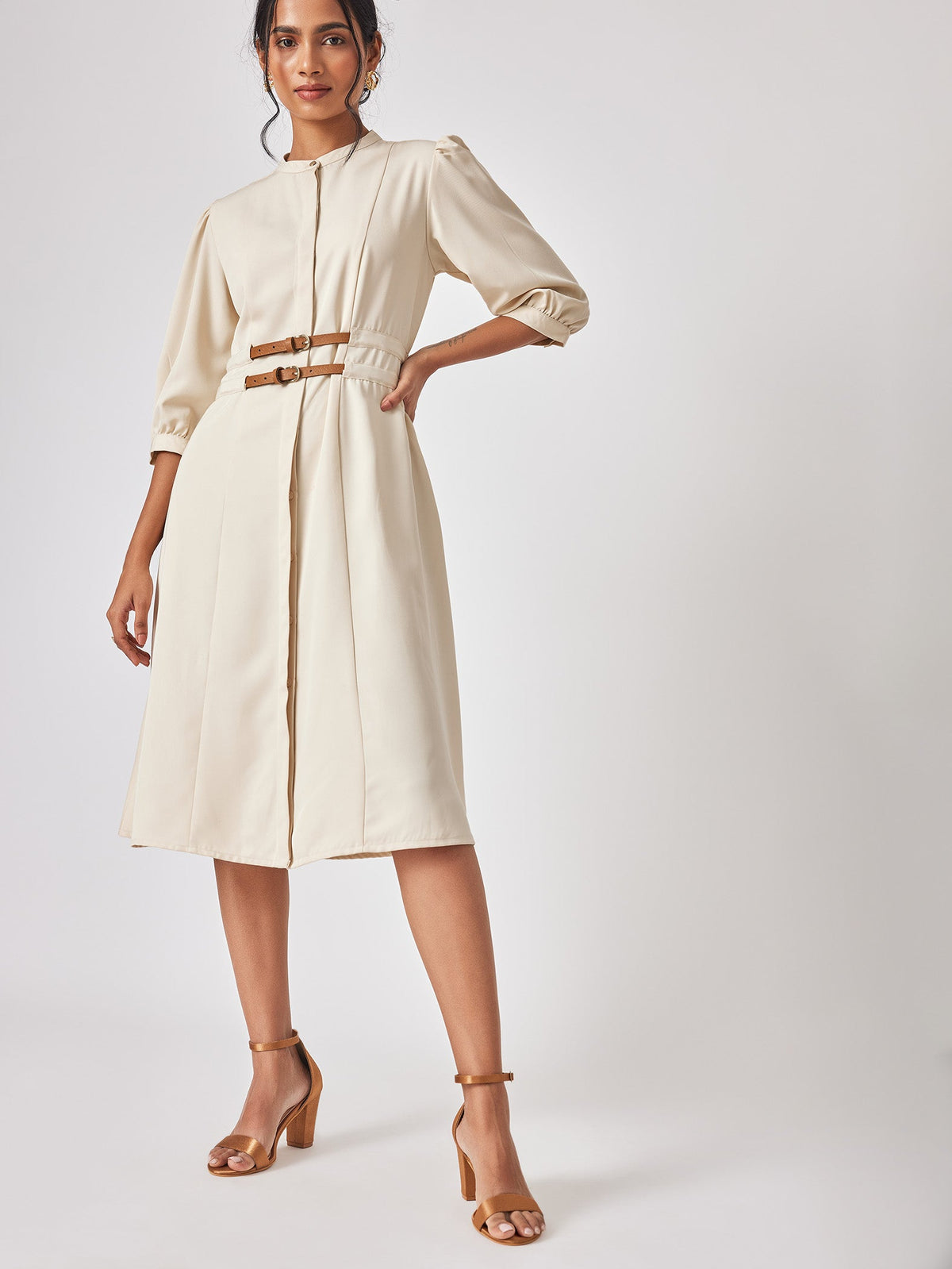 Off-White Double Belted Dress – The Label Life