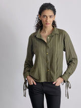 Olive Sleeve Tie Up Shirt