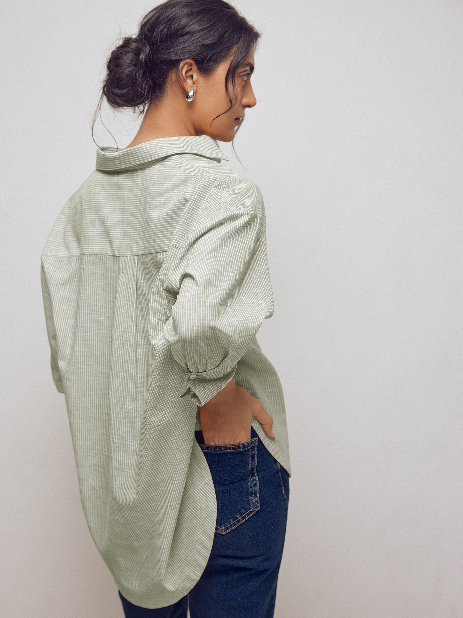 Olive Striped Oversized Shirt