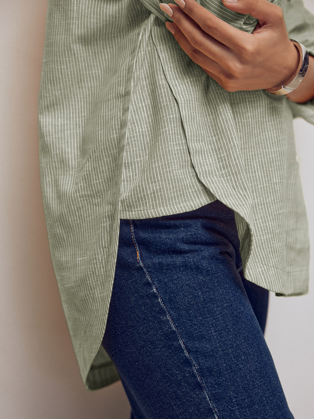 Olive Striped Oversized Shirt