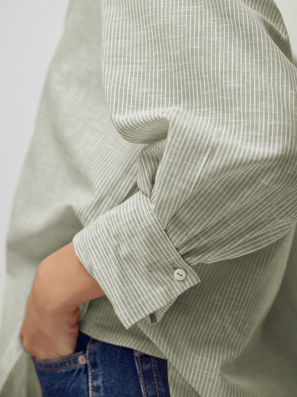 Olive Striped Oversized Shirt
