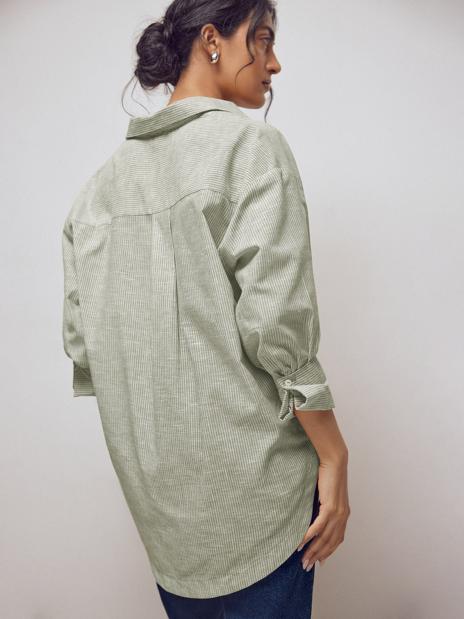 Olive Striped Oversized Shirt