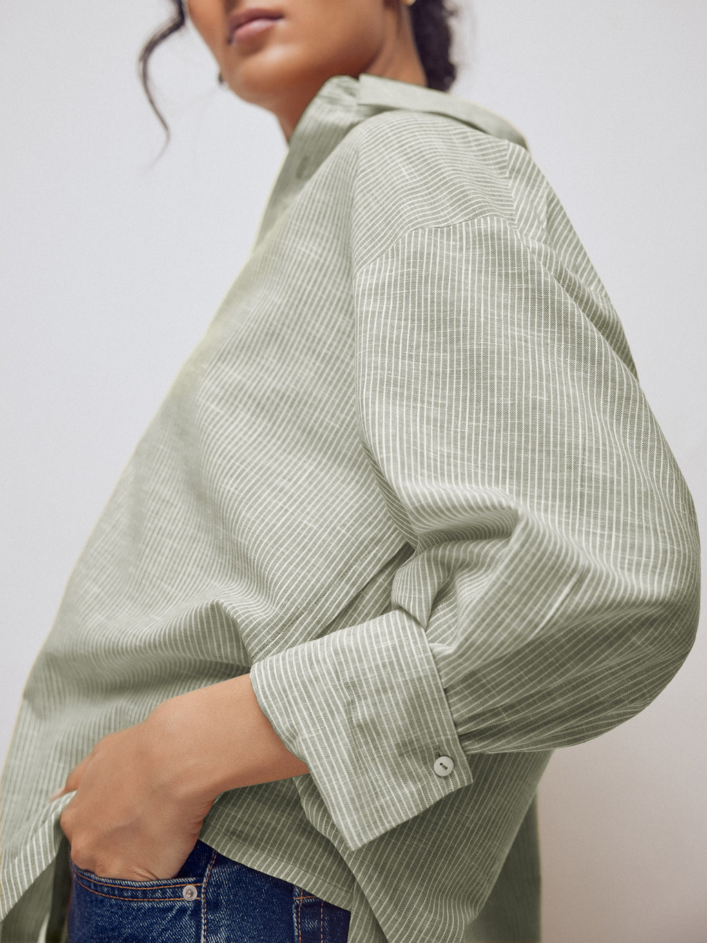 Olive Striped Oversized Shirt