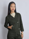 Olive Twill Lapel Collar Jacket