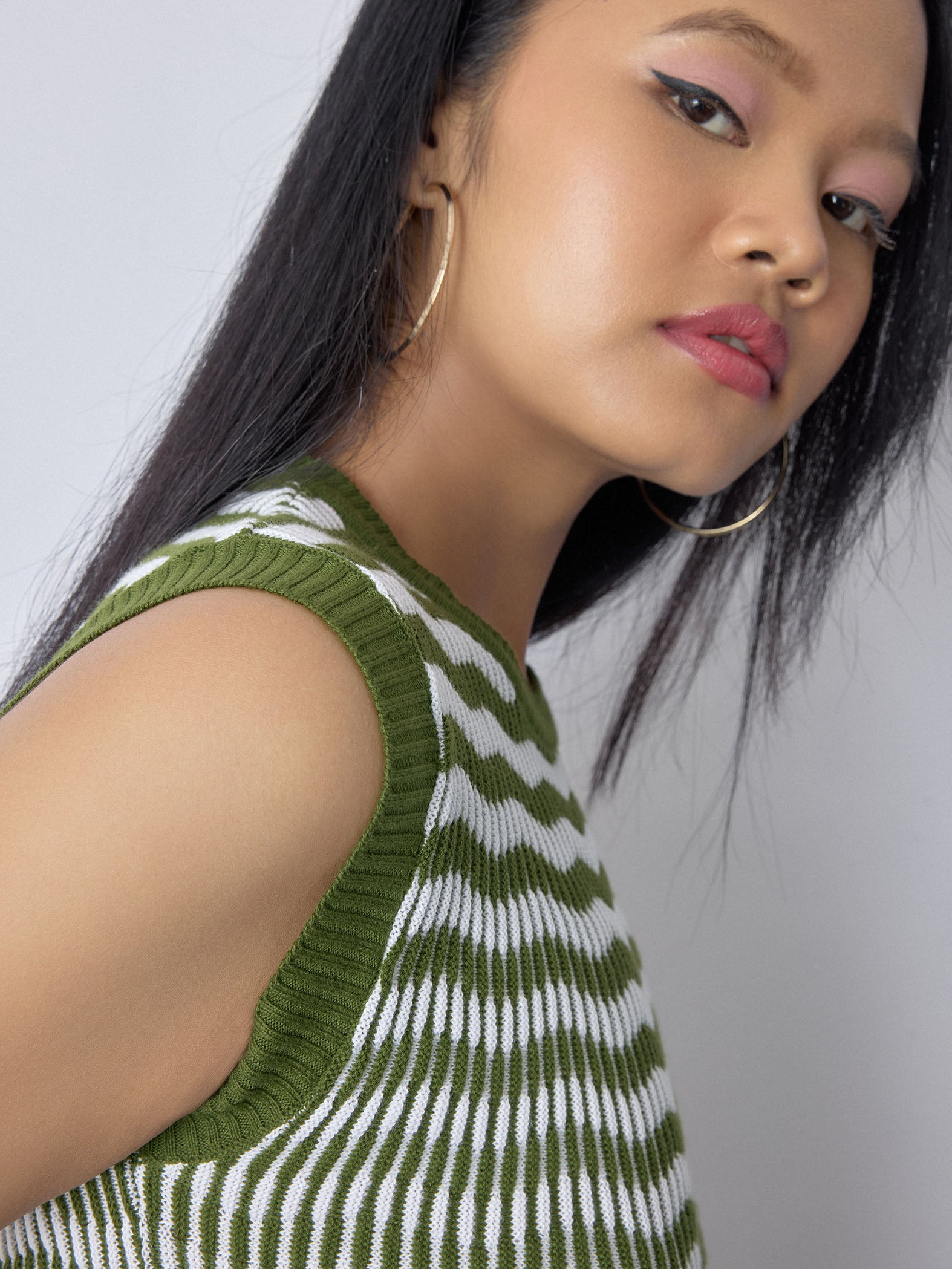 Olive Wave Jacquard Knit Top