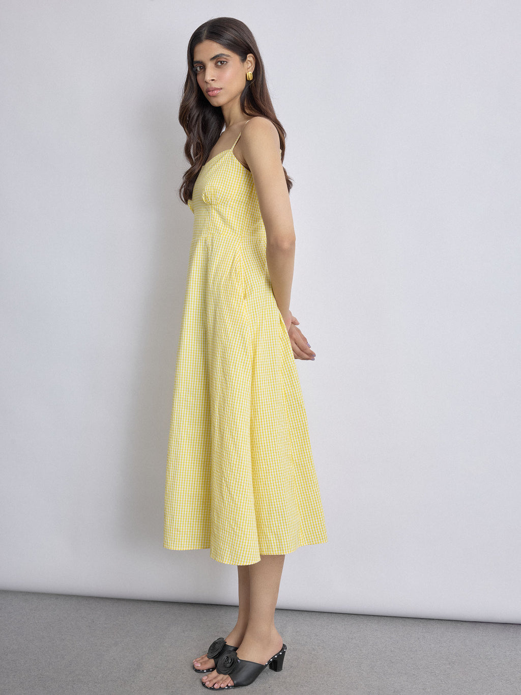 Pale Yellow Gingham Corset Dress