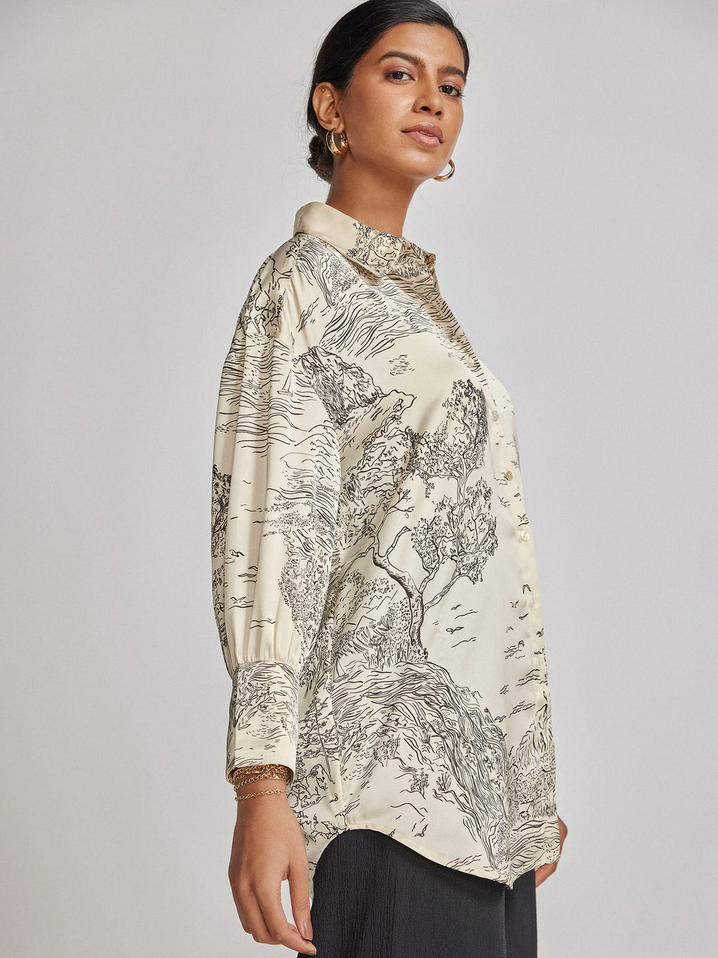 Pearl Satin Printed Shirt