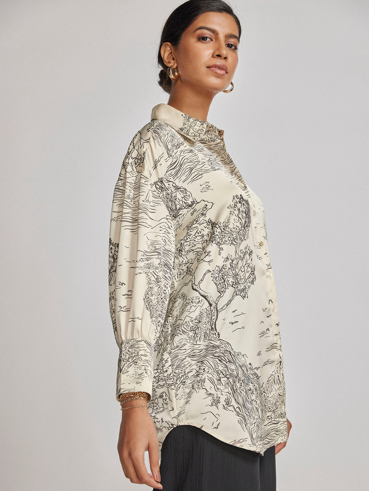Pearl Satin Printed Shirt
